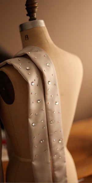 champagne sash with crystals