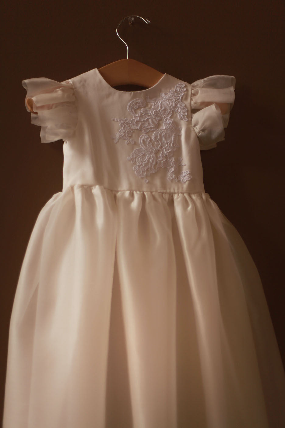 flutter sleeves christening dress