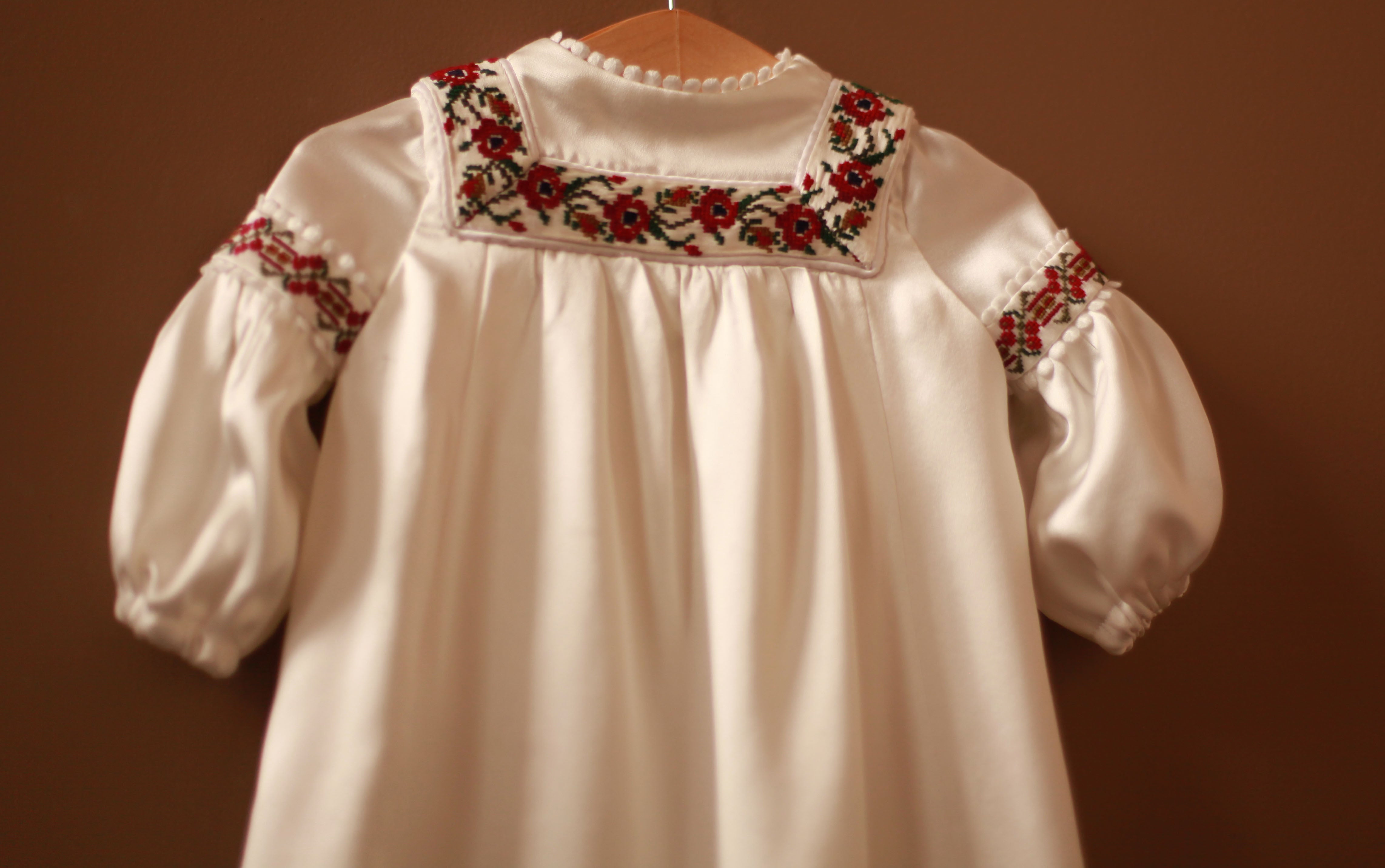 silk hand embroidered christening gown