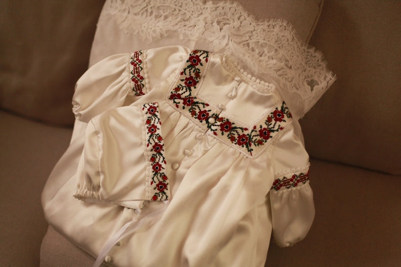 hand embroidered Ukrainian silk gown
