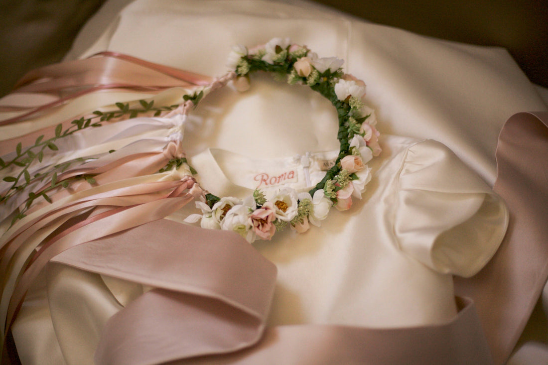 Communion Dress with Floral Crown