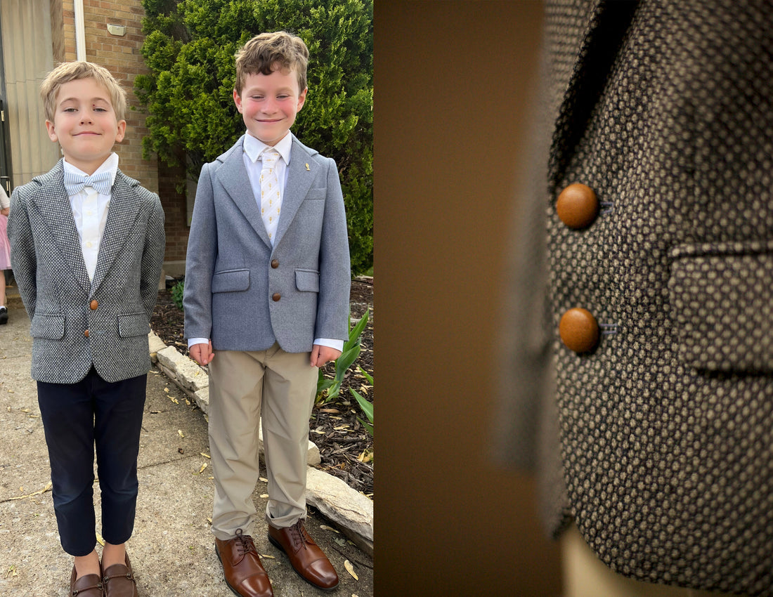 boys in light blue communion jackets