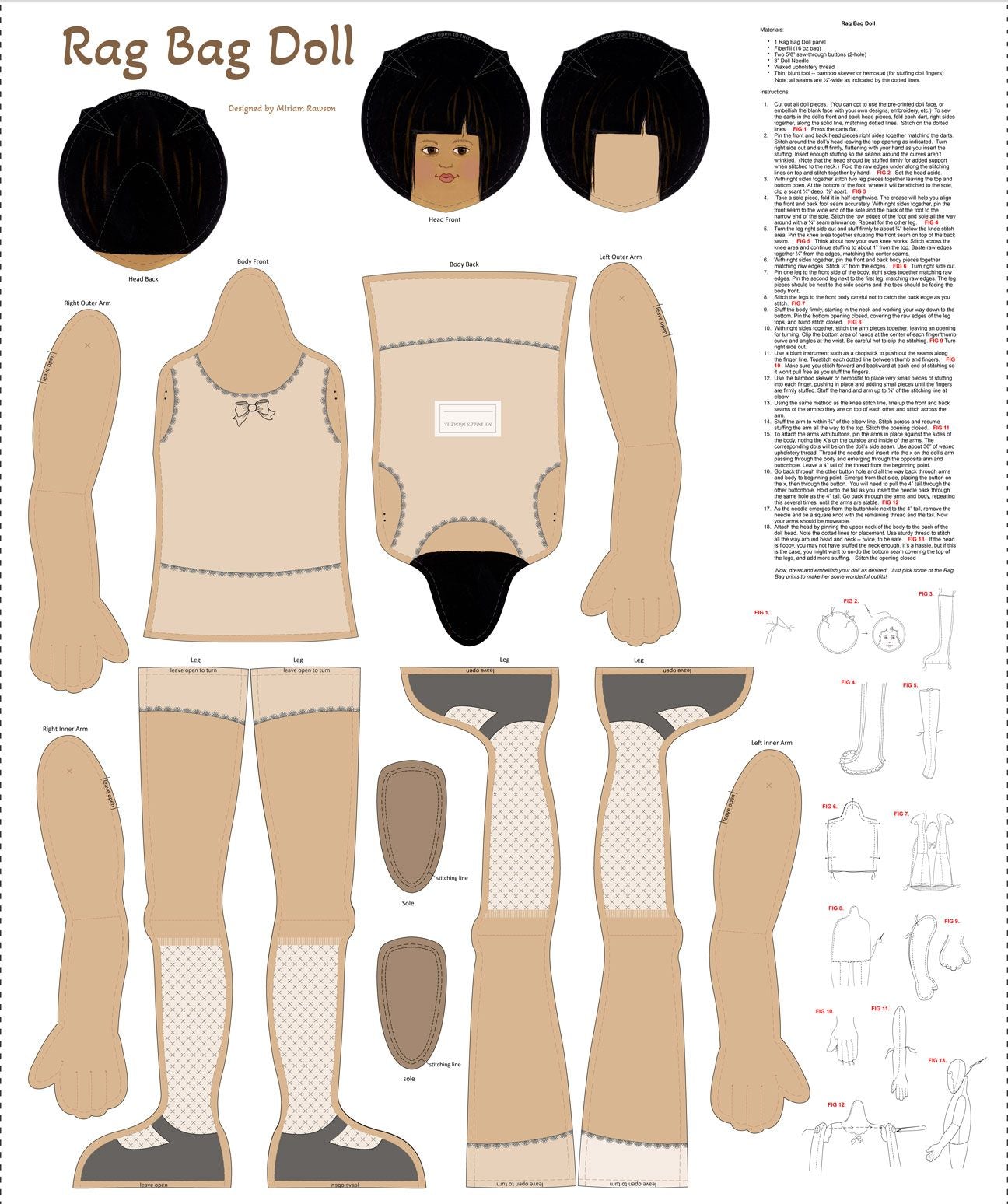 sewing a rag bag doll