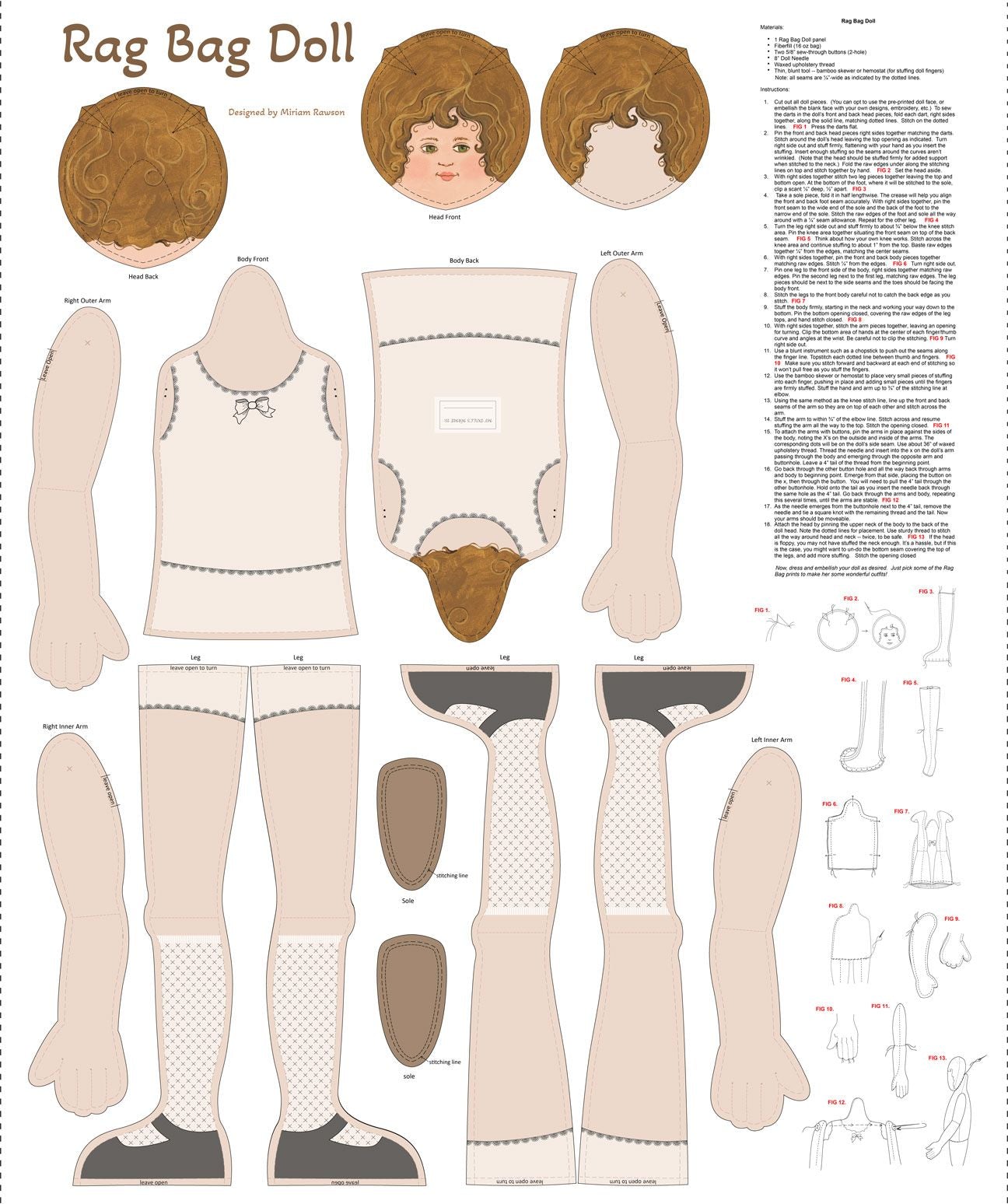 blonde rag doll fabric