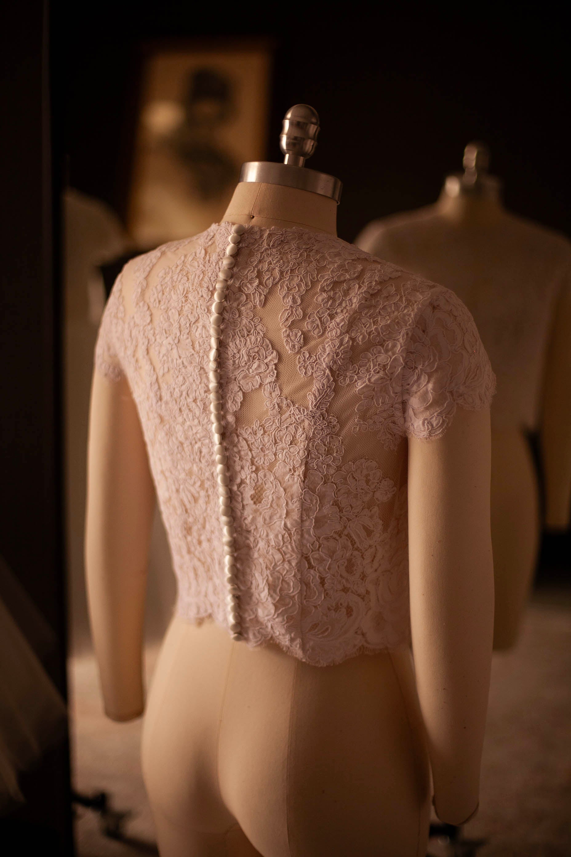 wedding dress bolero with buttons down the back