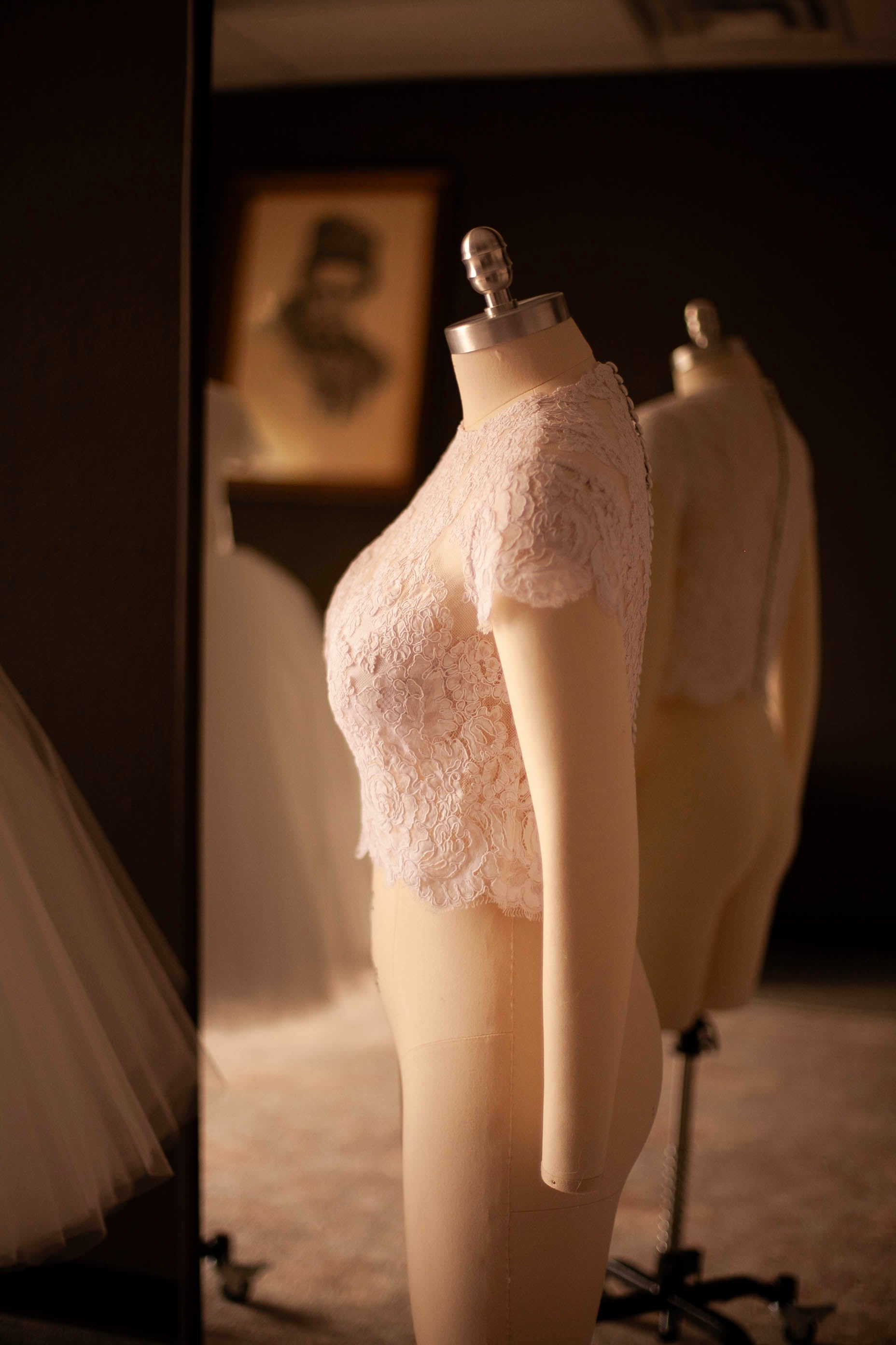 custom lace topper for wedding gown