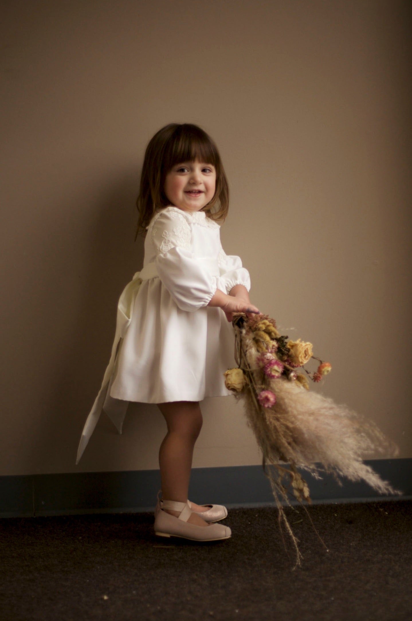 silk flower girl dress 
