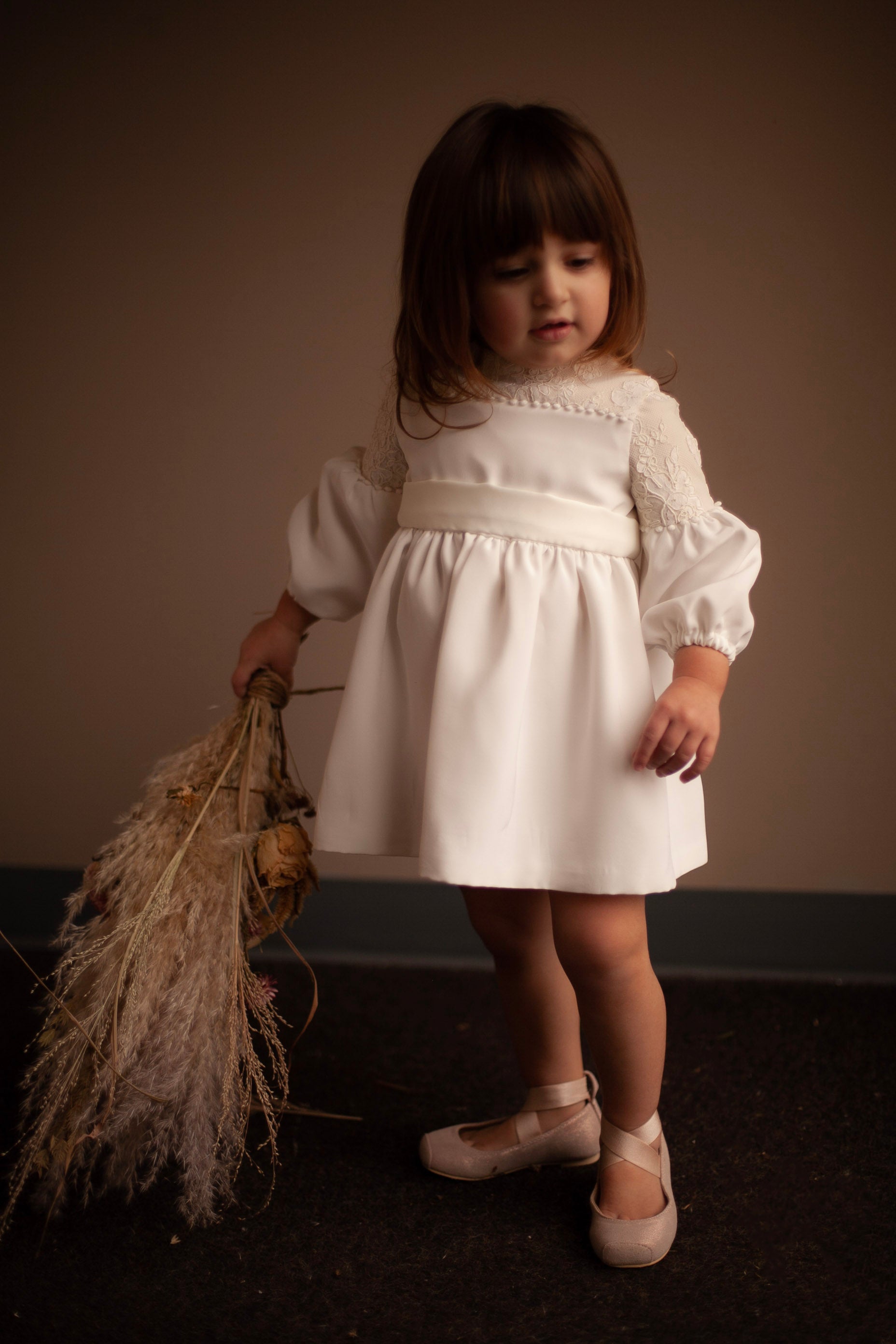 silk flower girl dress
