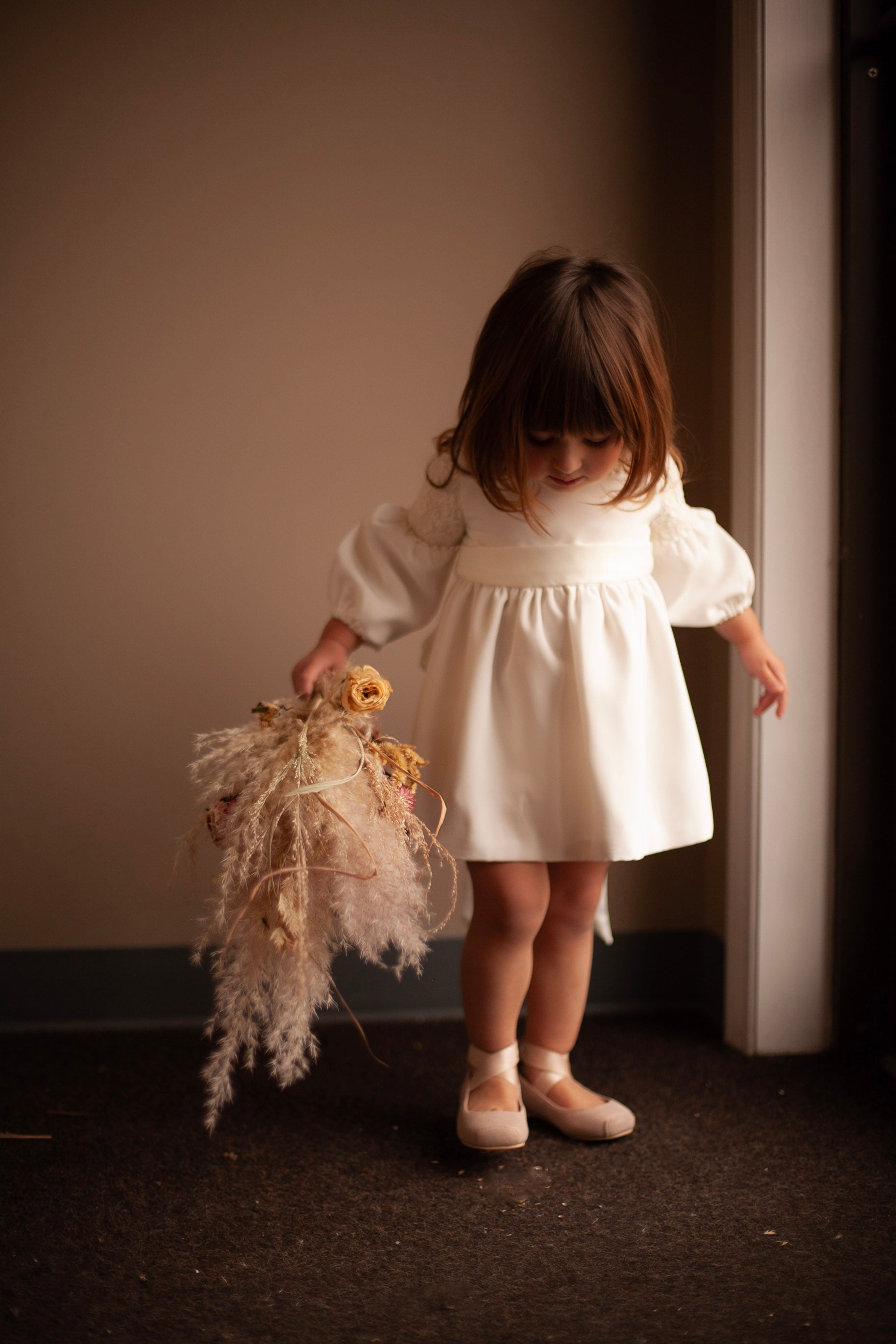 ivory silk flower girl dress