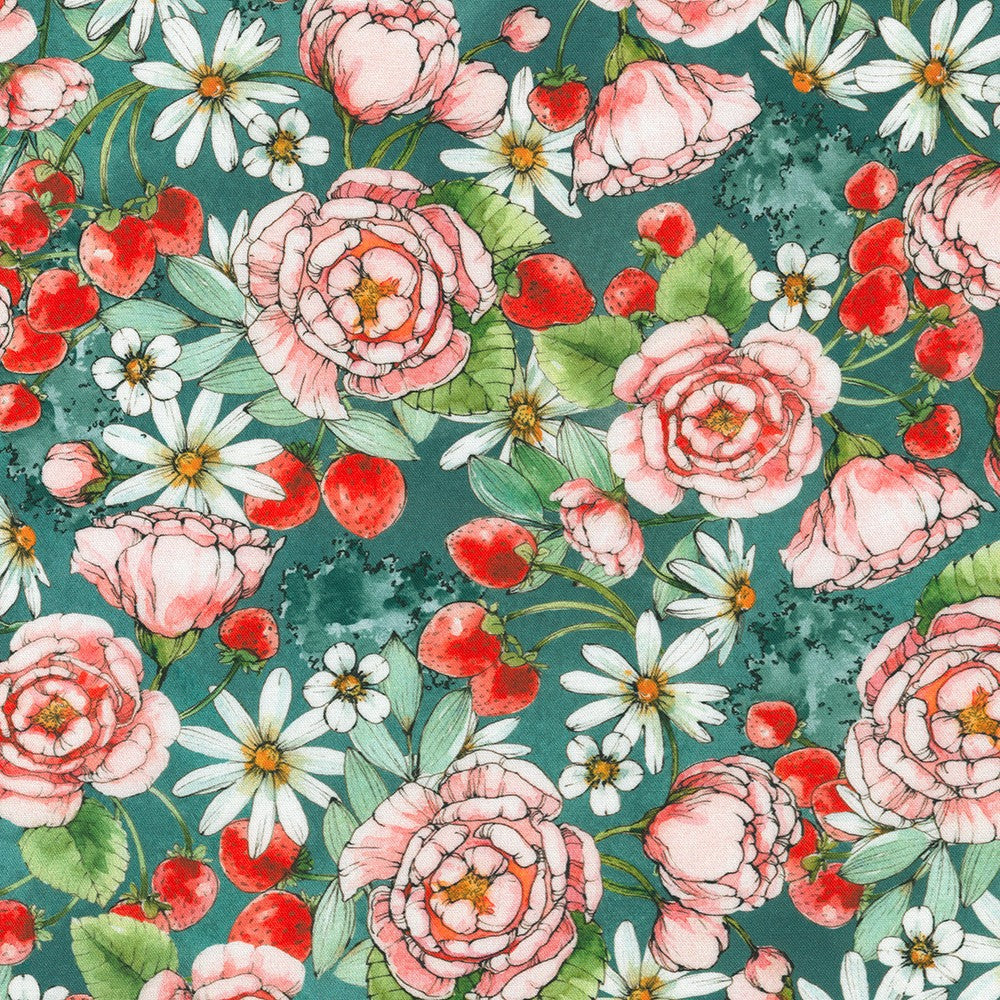 floral strawberry fabric