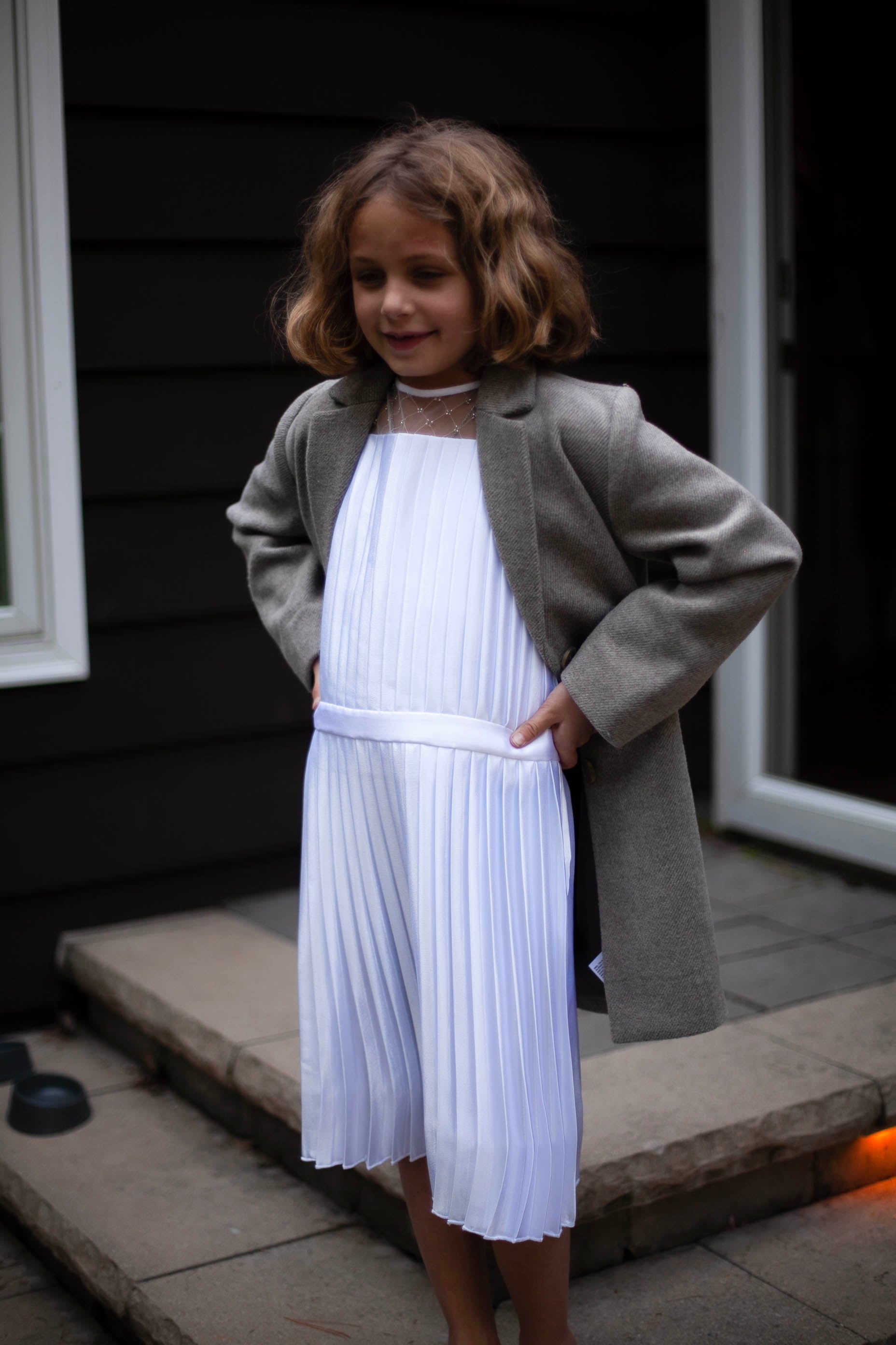 dropped waist pleated girls dress