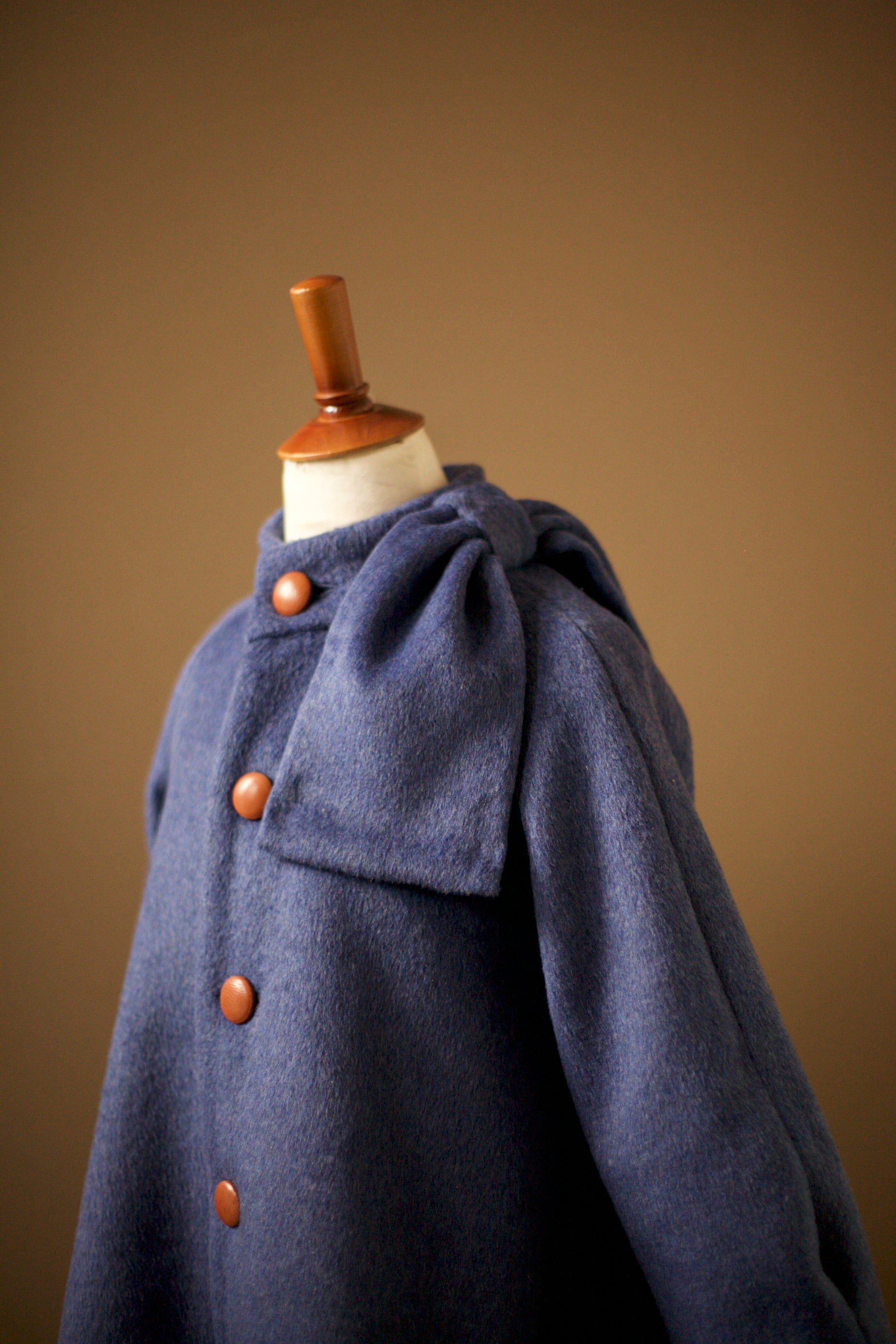 neck bow girls coat