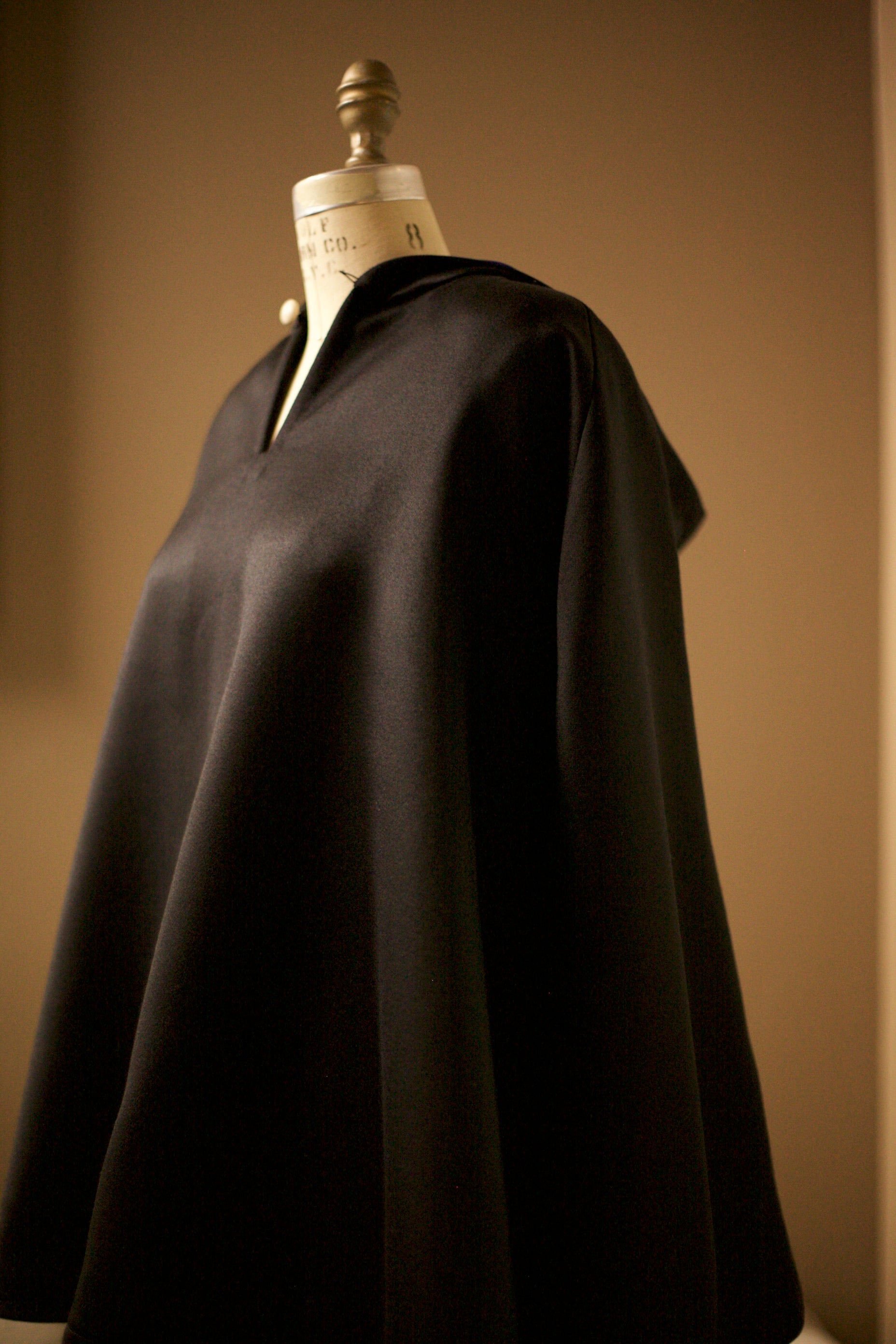 black satin wool cape