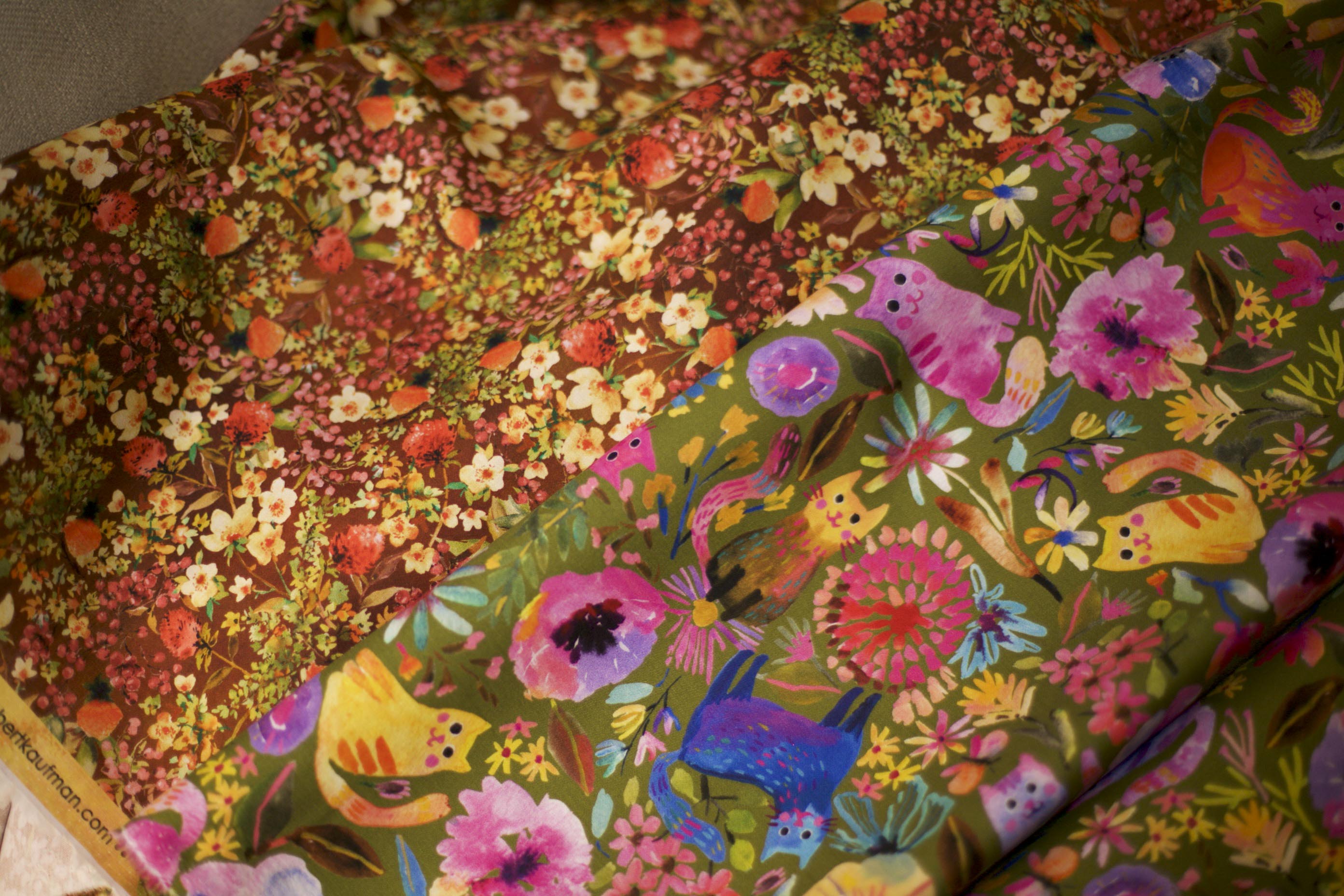 rainbow cat fabric