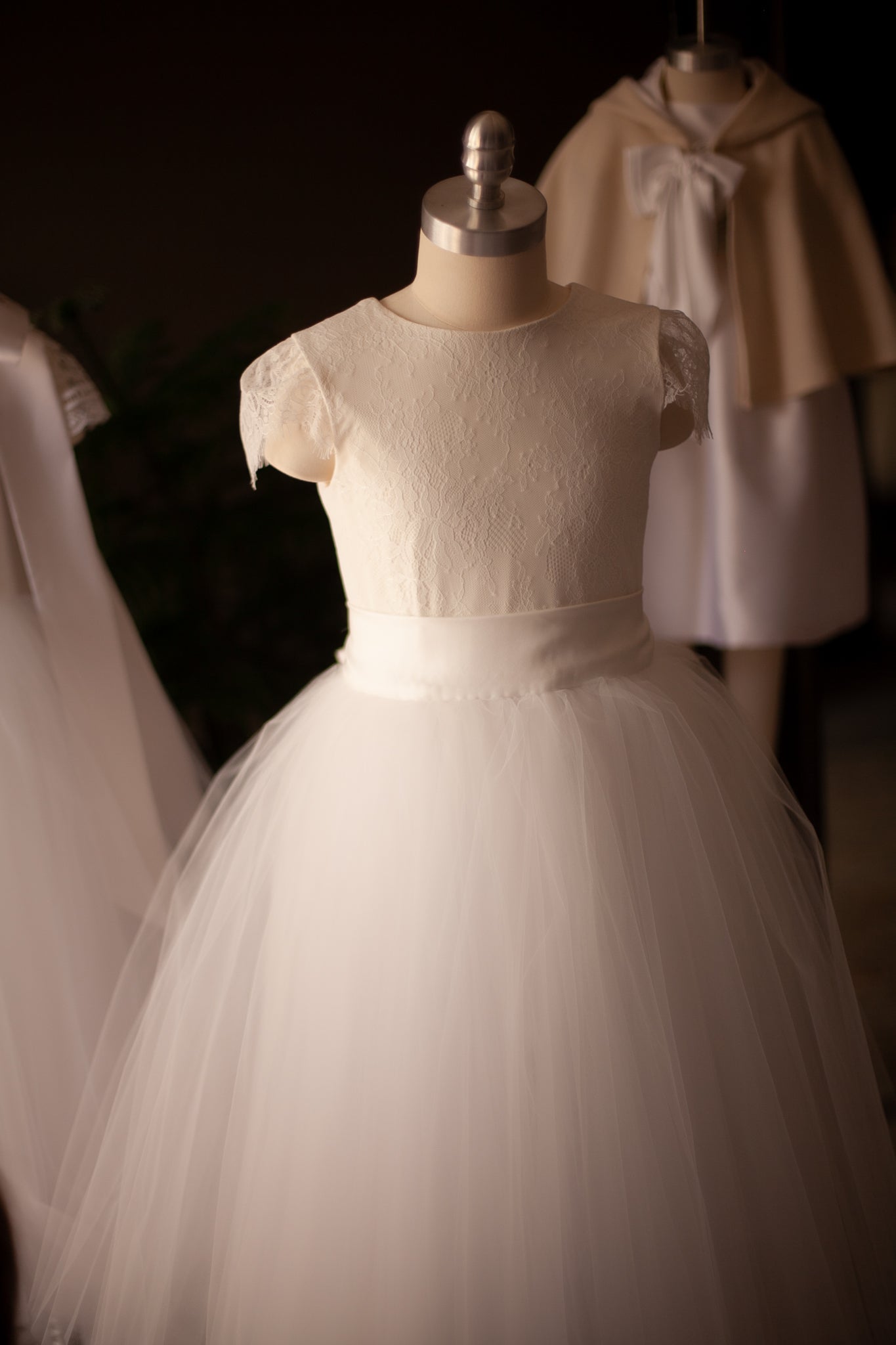 white and ivory communion dress