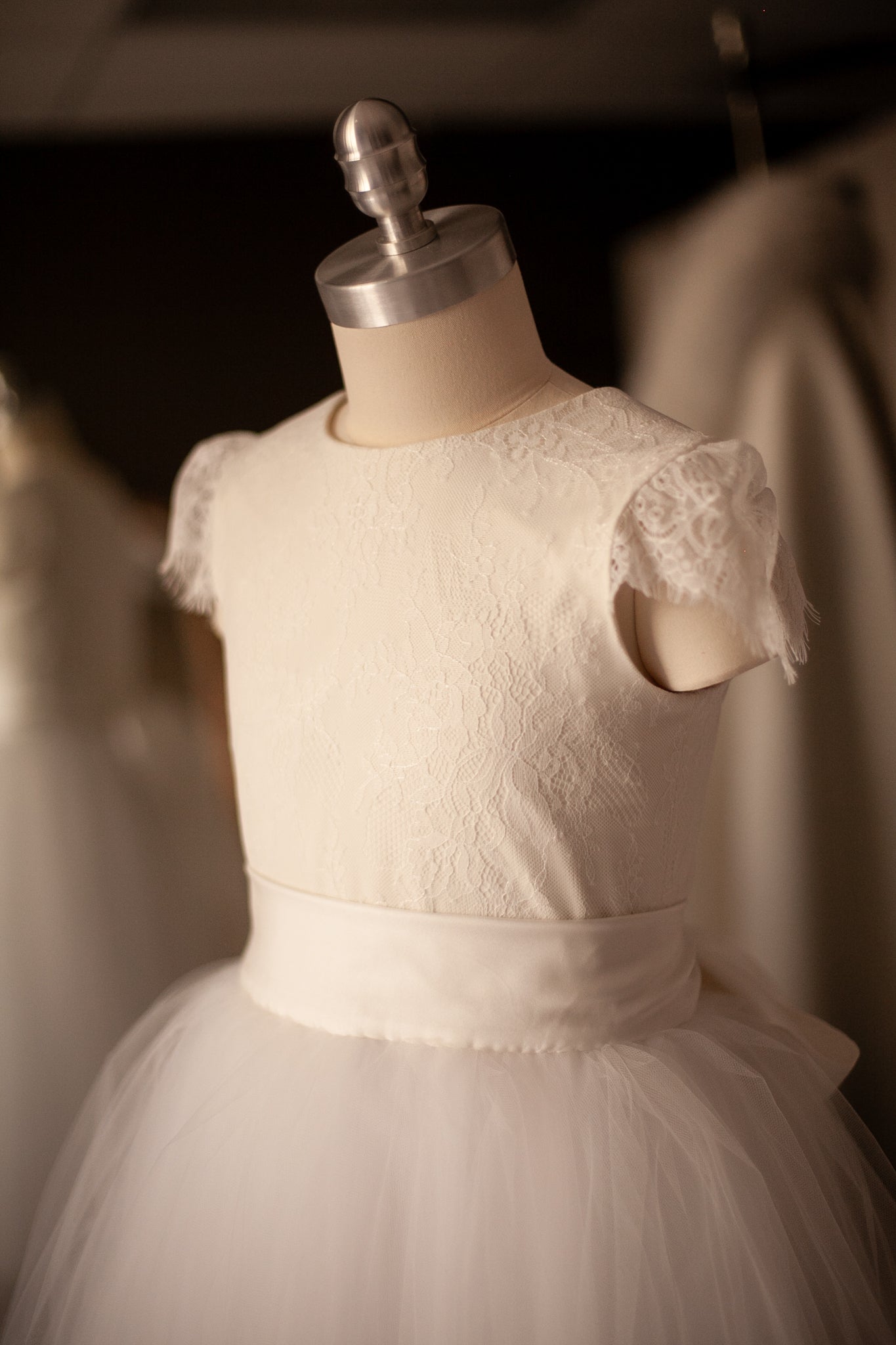 cap sleeves lace communion dress