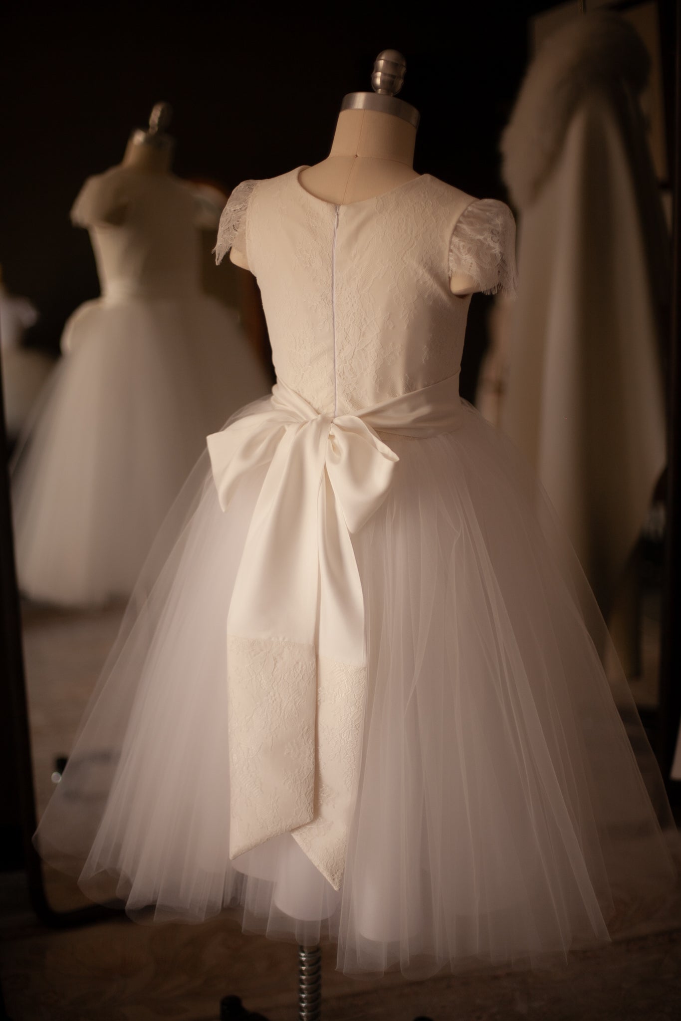chantilly lace flower girl dress
