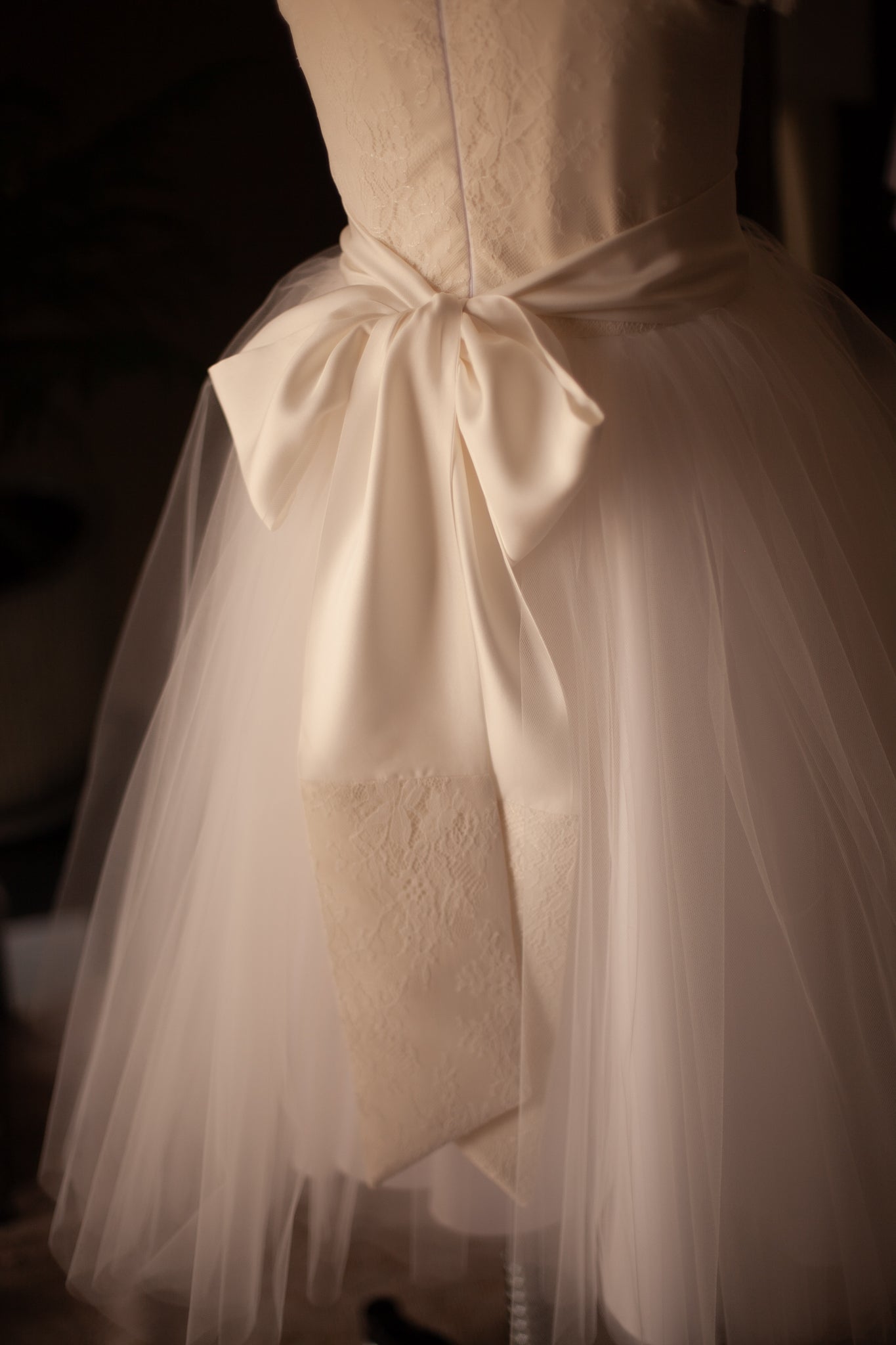 silk bow communion dress