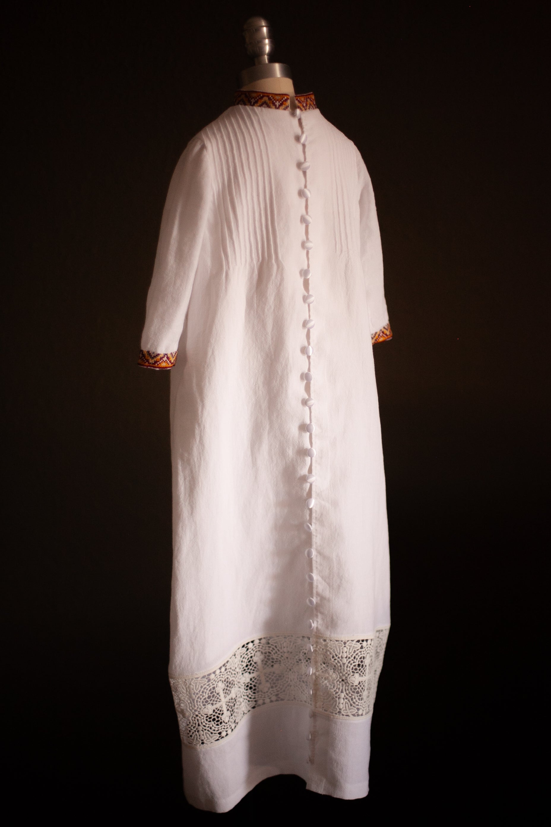 boys linen christening gown with crosses