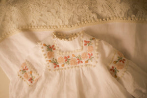 girls linen and lace baptismal gown