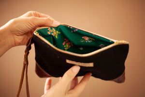 leather embroidered handbag