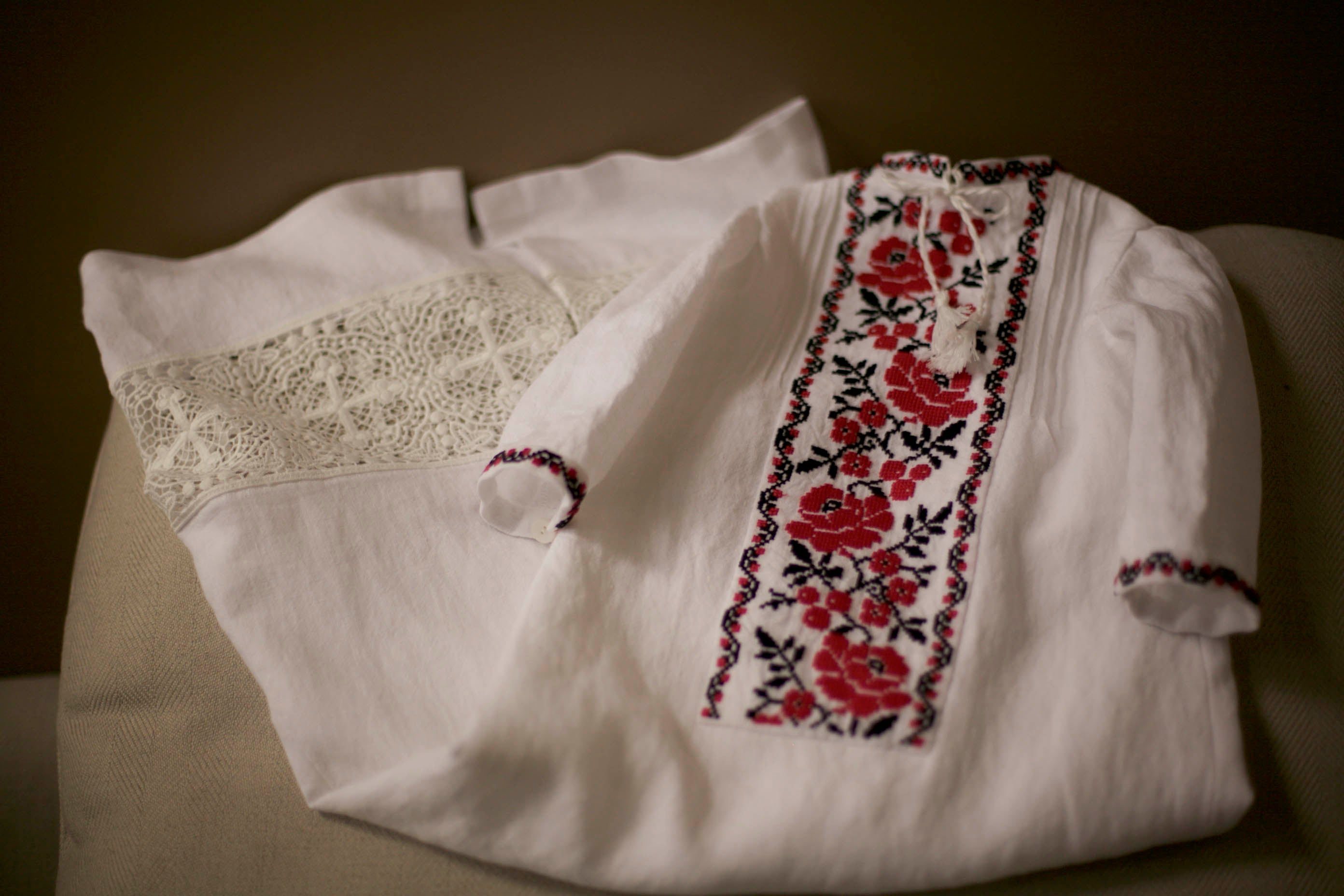 rose embroidered christening gown