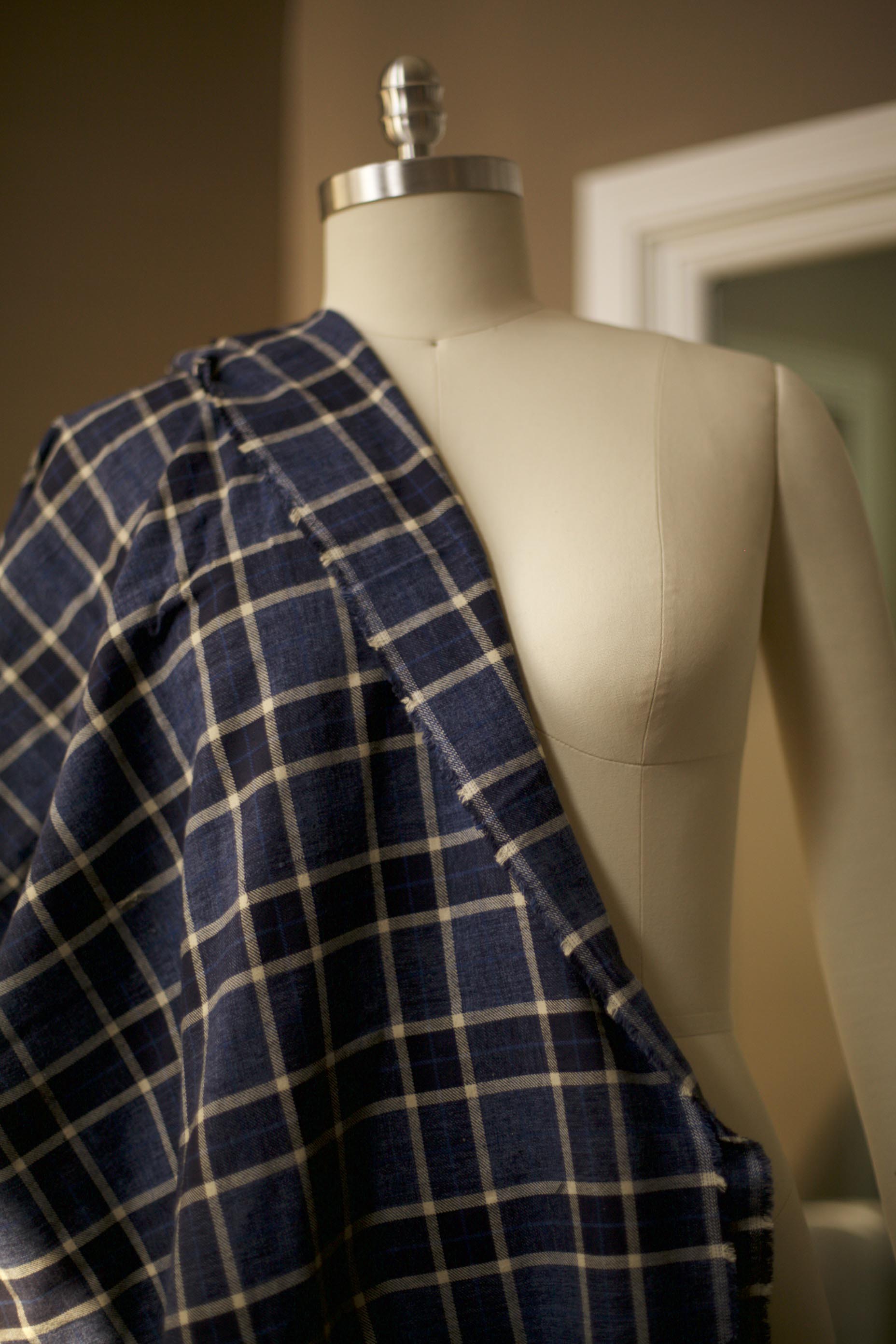 Navy Blue Plaid Fabric