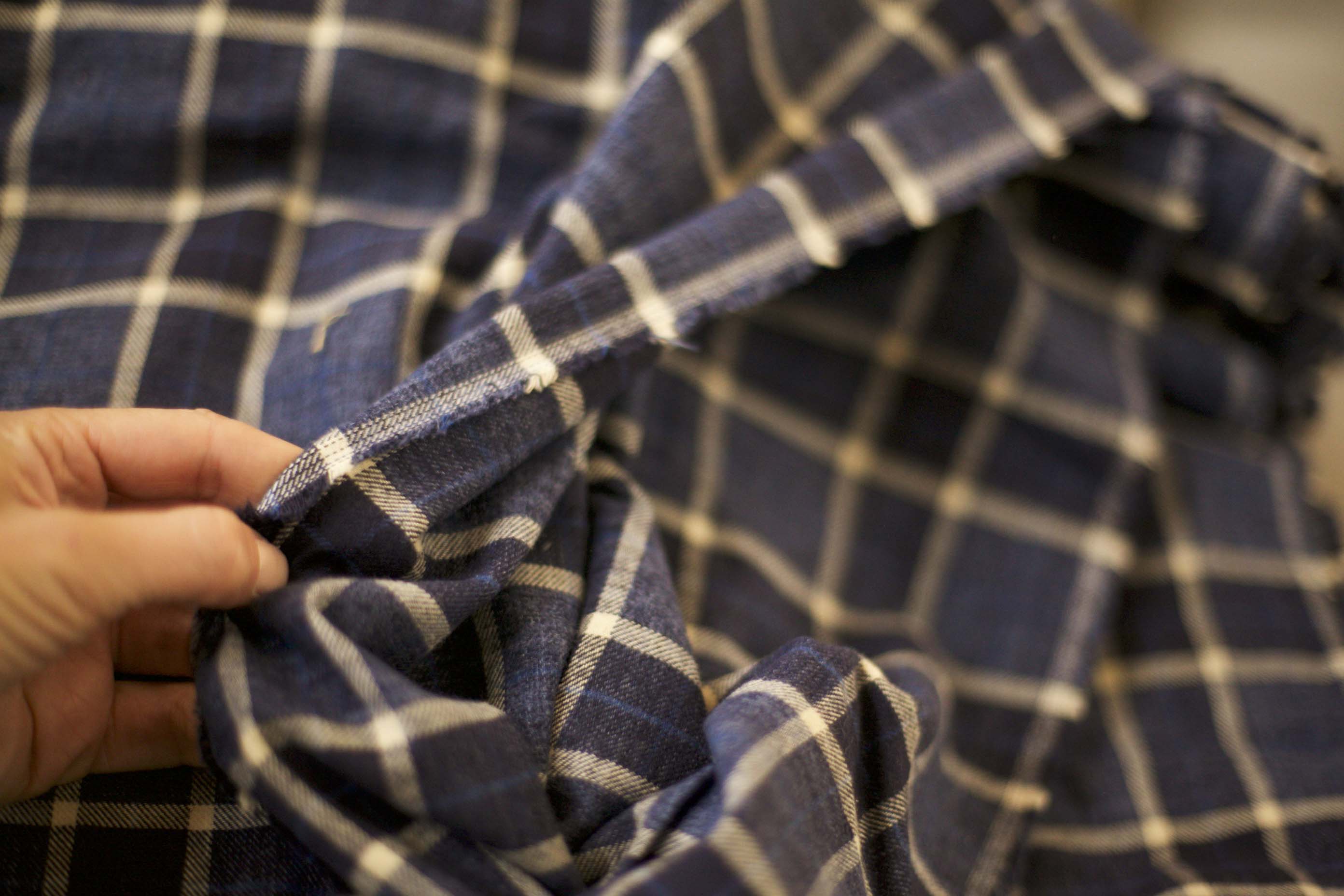 navy cotton plaid fabric