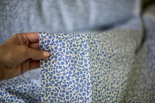 blue floral quilting back fabric
