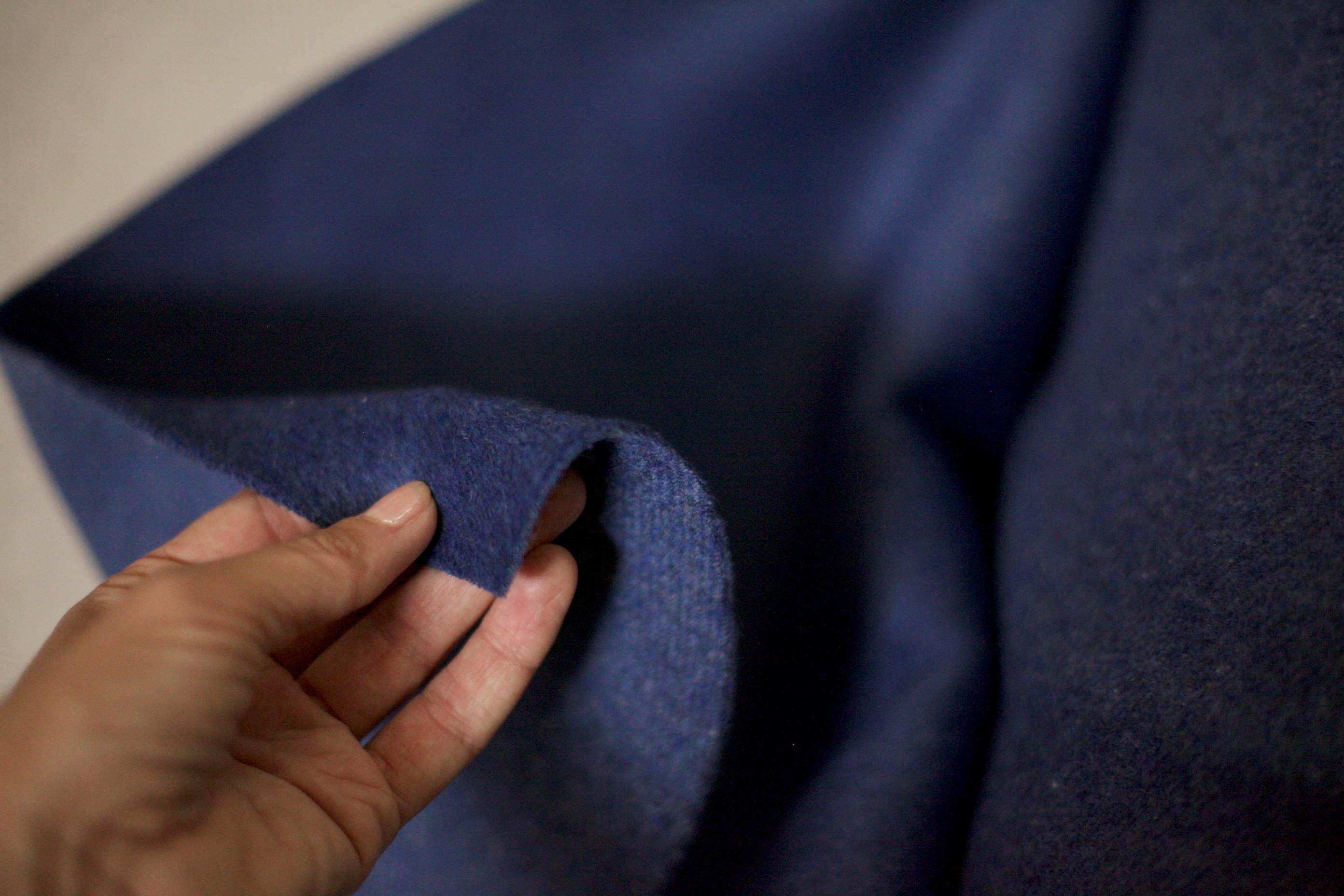 heathered blue coating wool fabric
