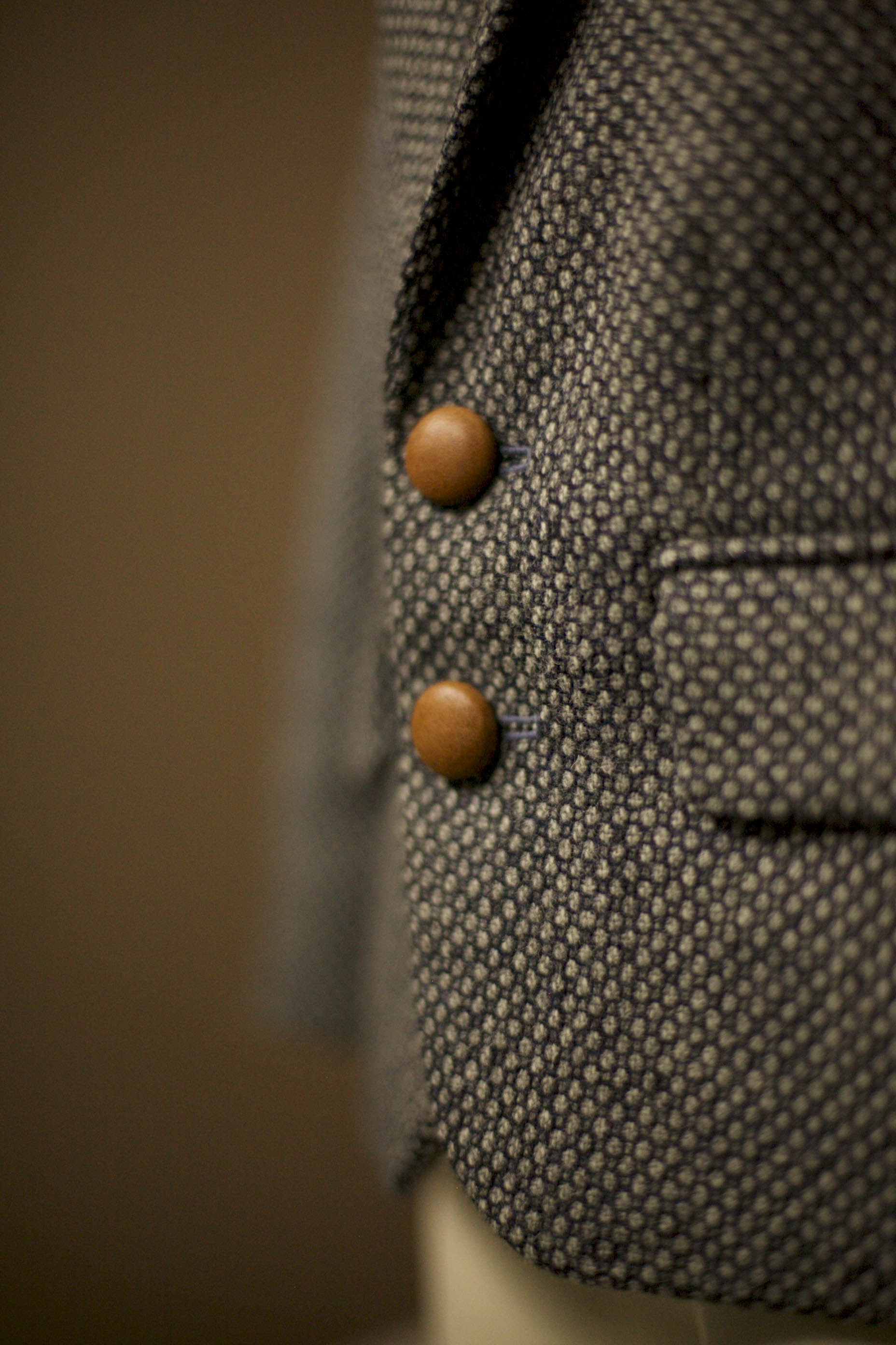cognac leather buttons sport jacket 
