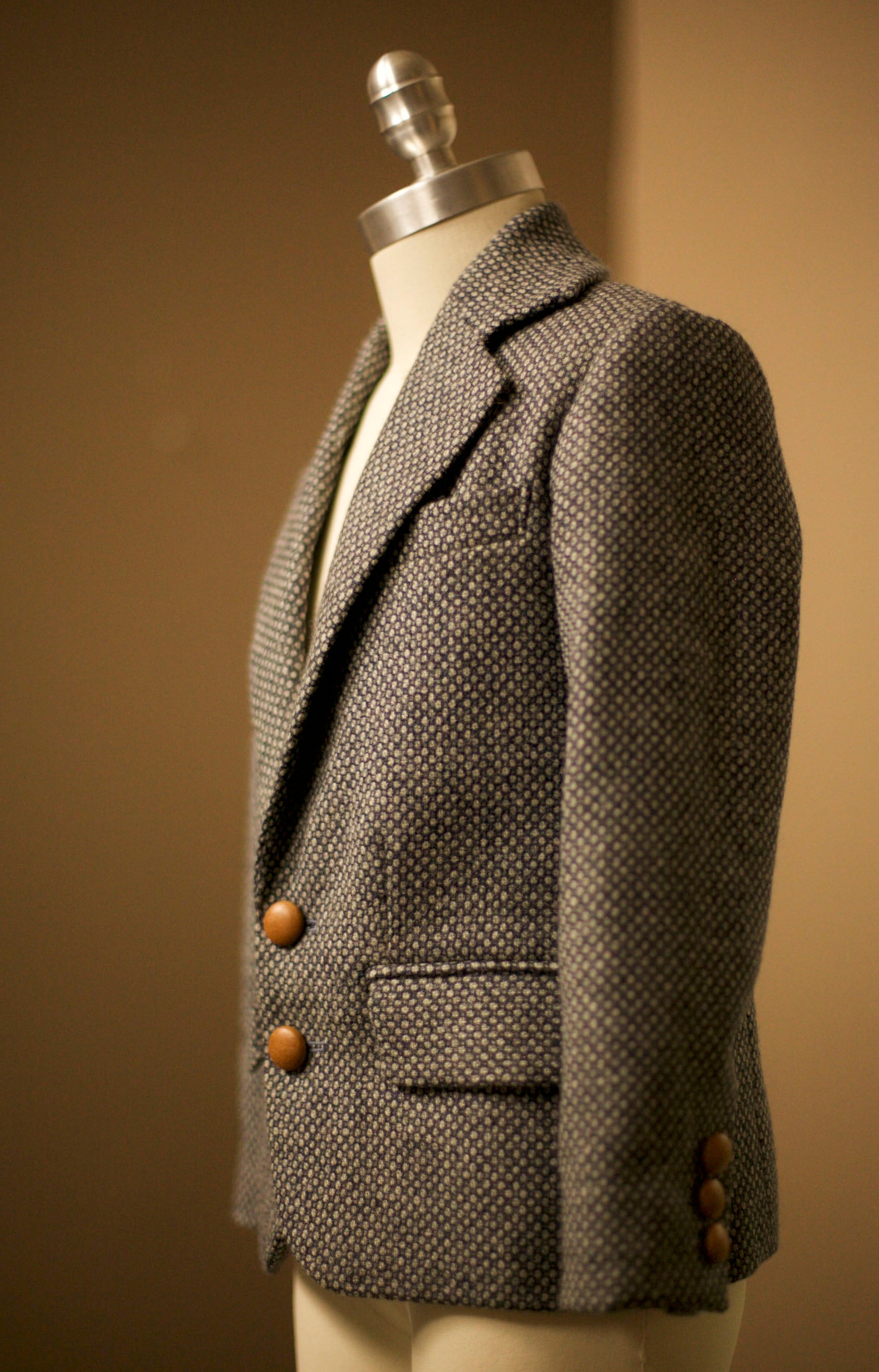 tweed jacket with leather buttons