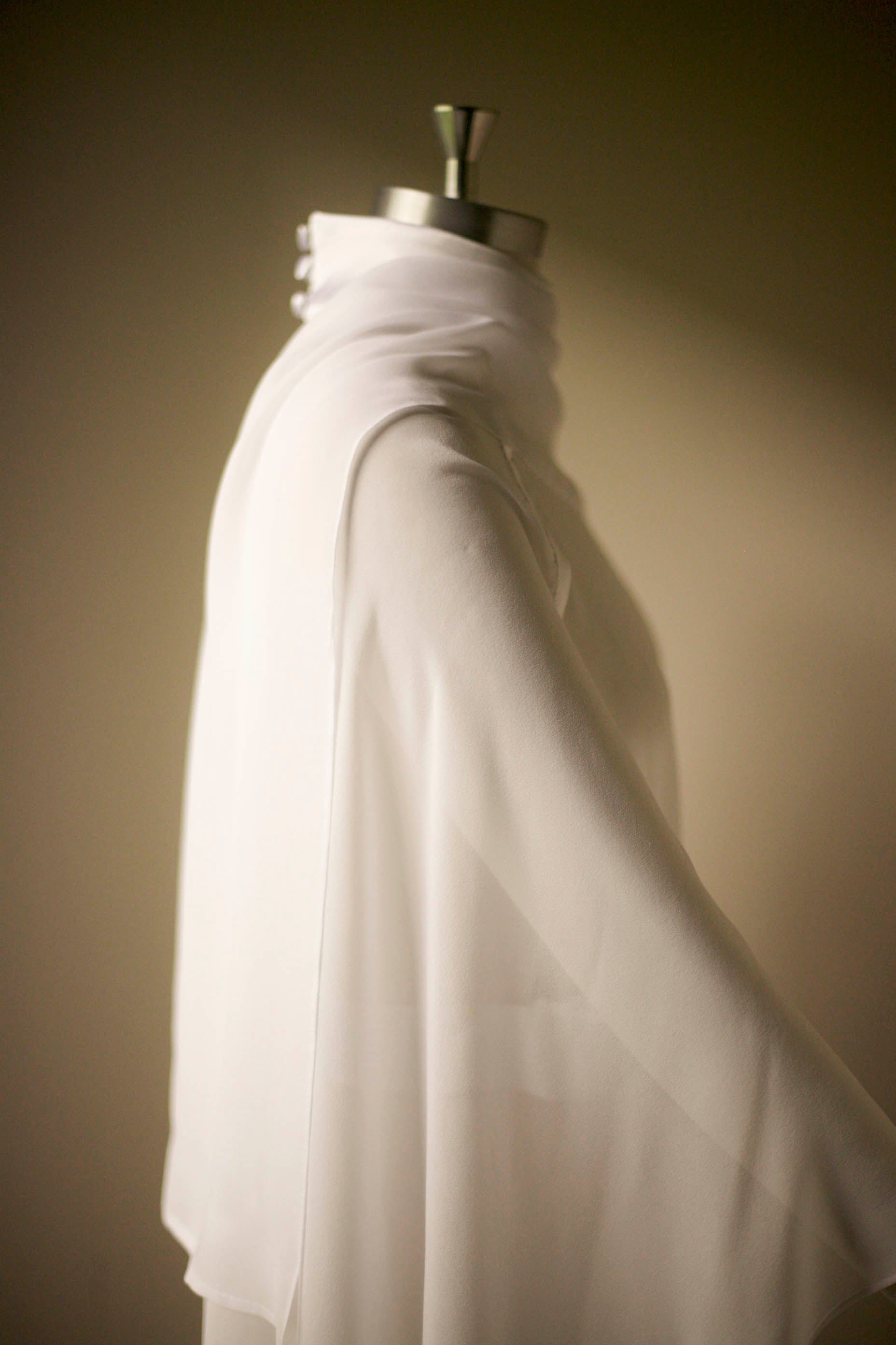 high neck collar silk cape