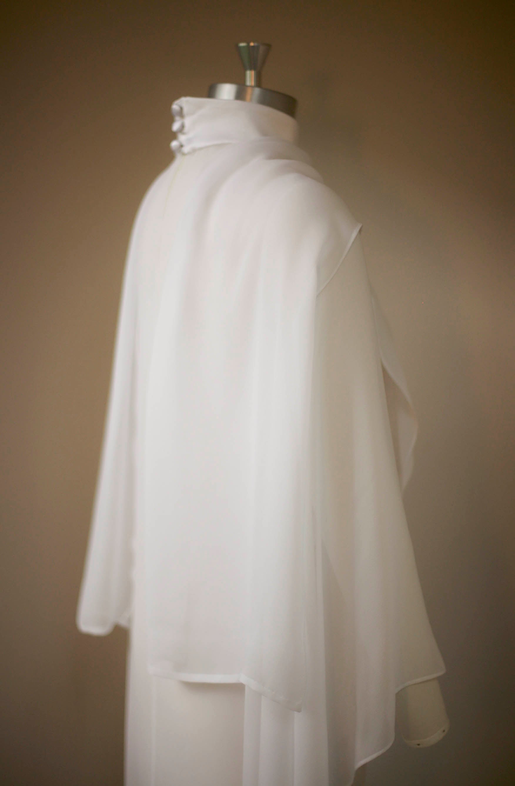 high neck silk cape