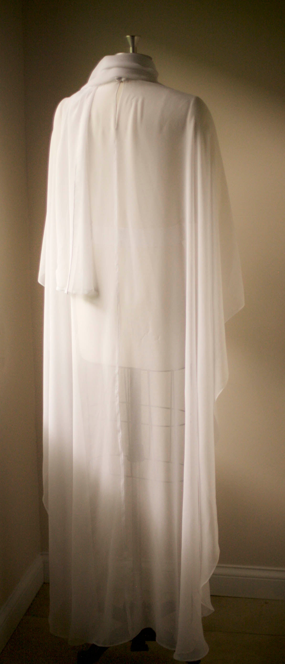 long silk chiffon cape with neck scarf
