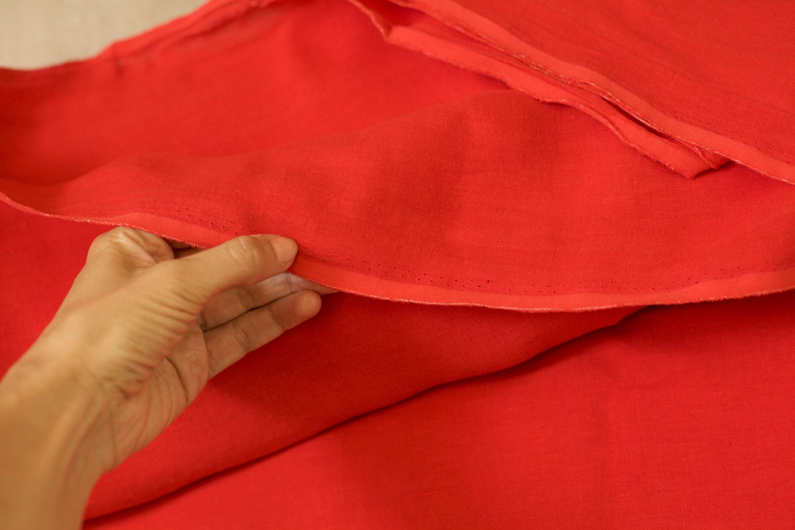 ruby red linen fabric by the yard
