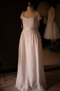 long white linen graduation dress
