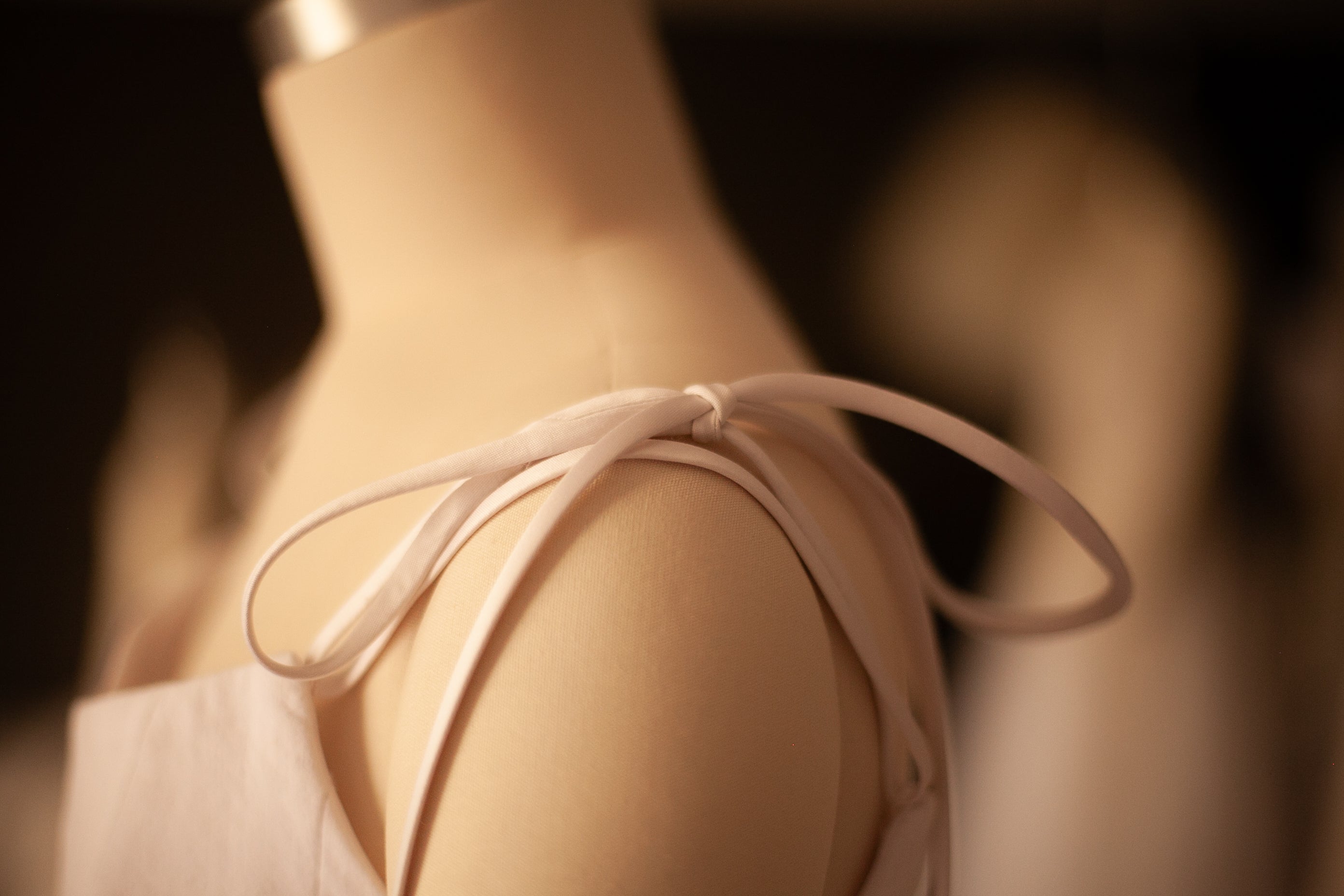 linen and silk white gown