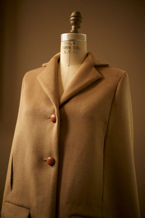 camel cape with lapels womens