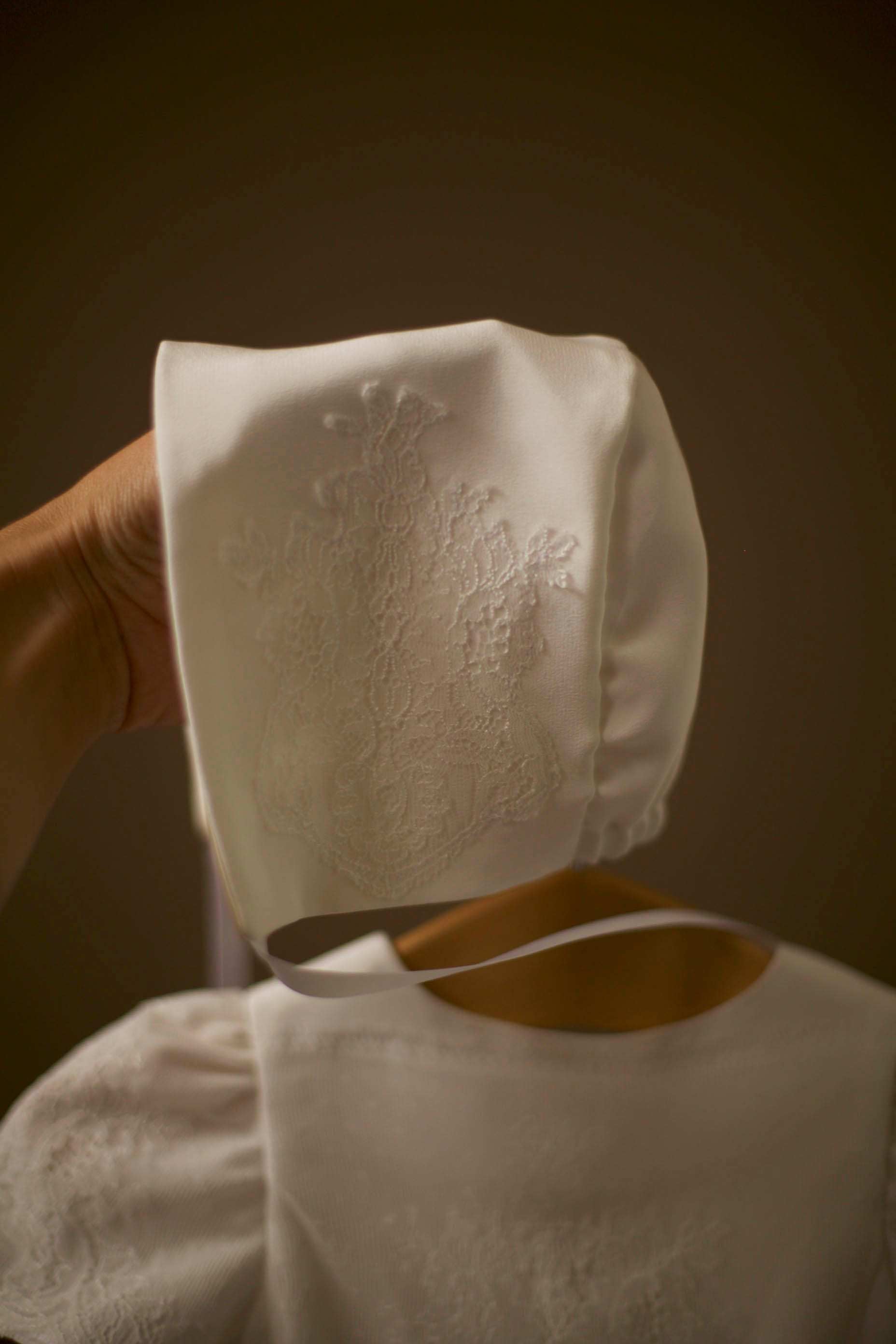silk christening bonnet