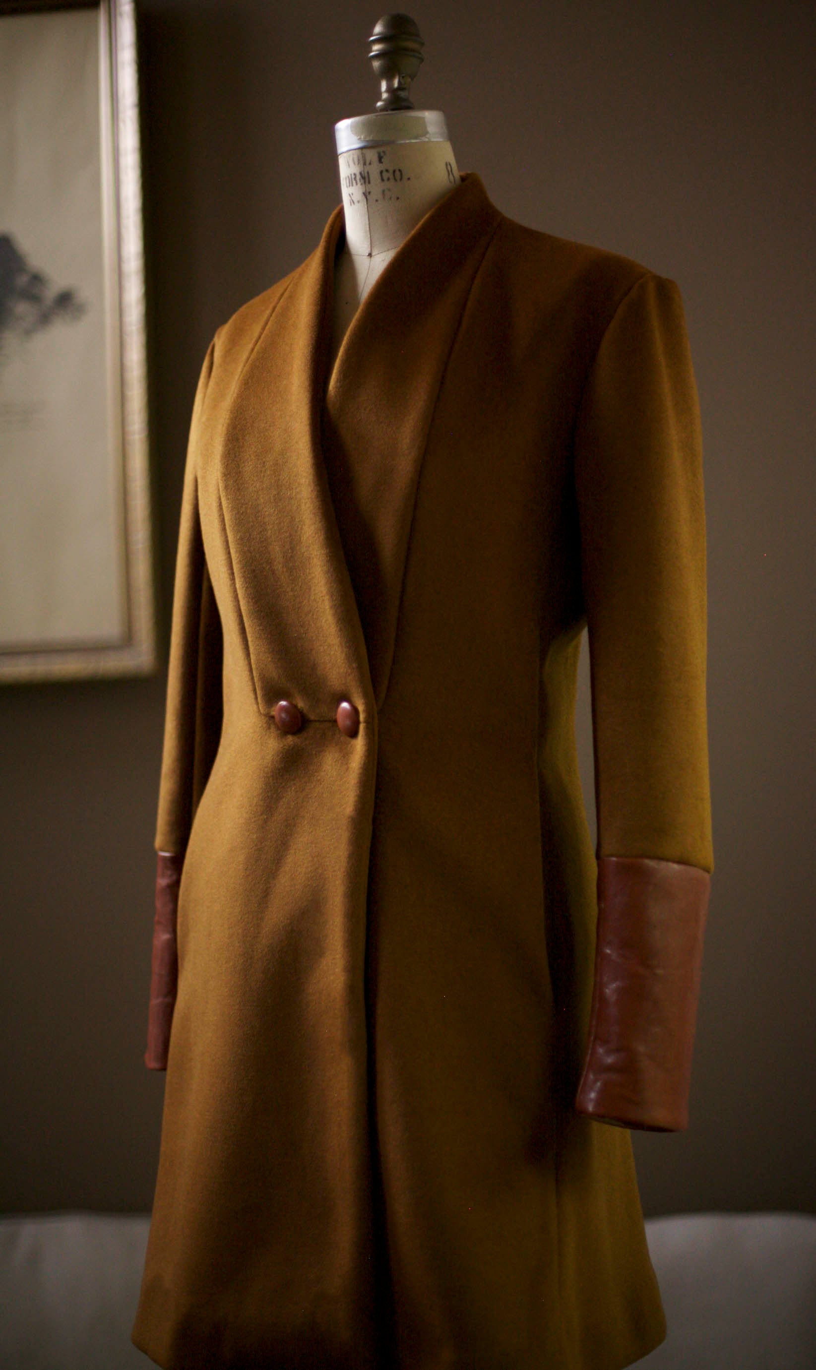 cognac wool leather jacket