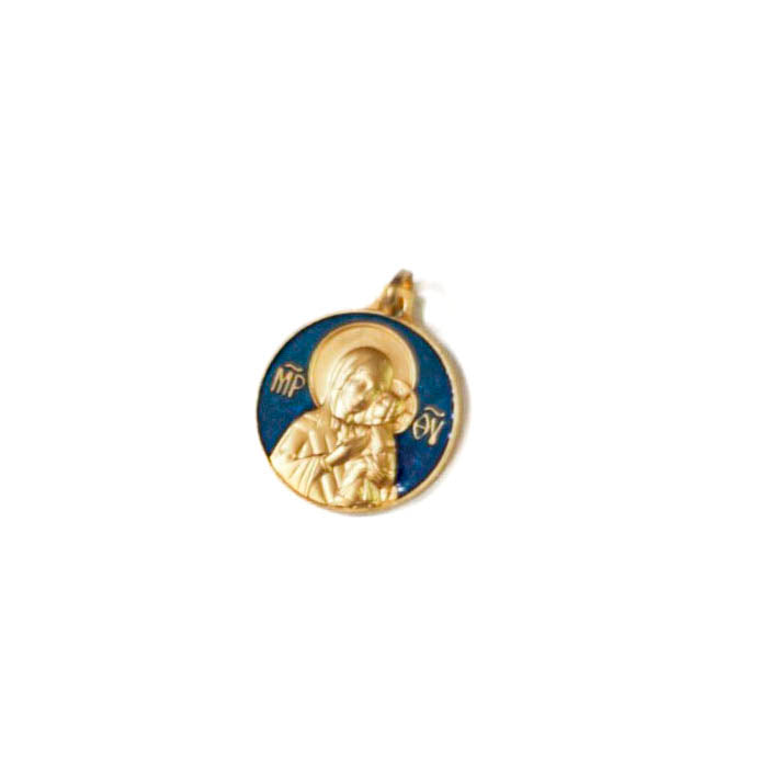 dark blue holy medal Mary