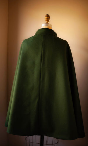 dark green wool cape womens