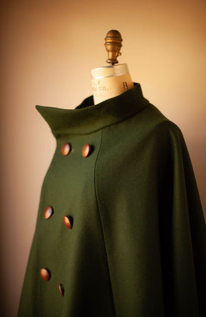 womens wool cape leather buttons