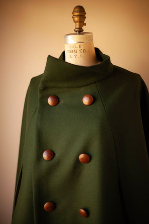 dark green wool cape leather buttons