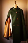 green wool cape with silk lining