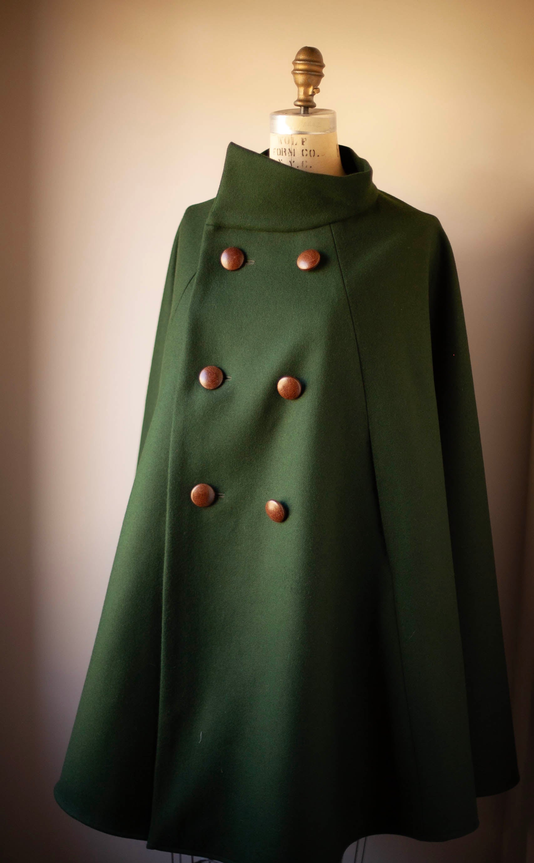 double breasted wool cape