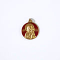 dark red holy medal Mary