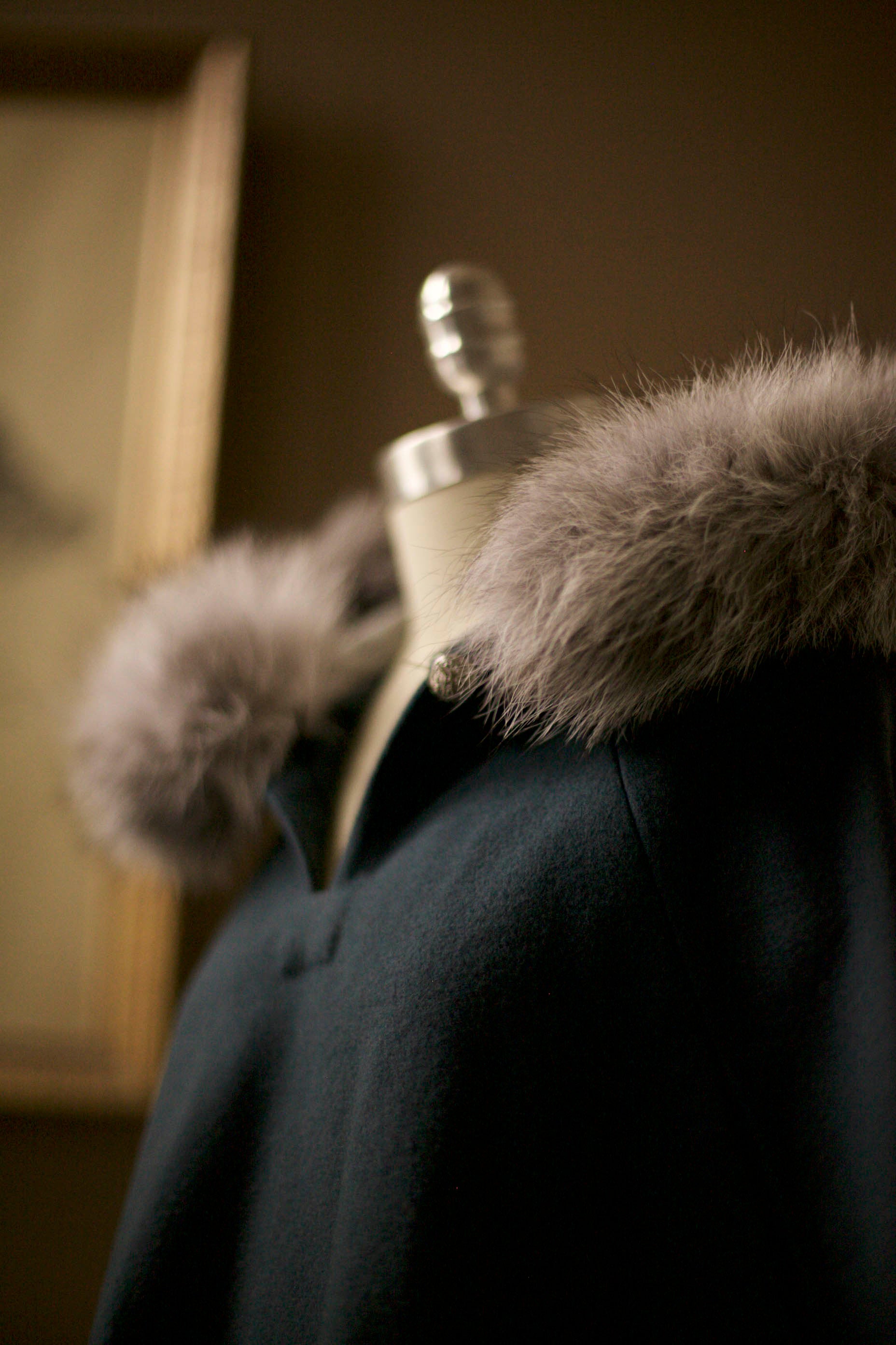 Wool Cape with Fur