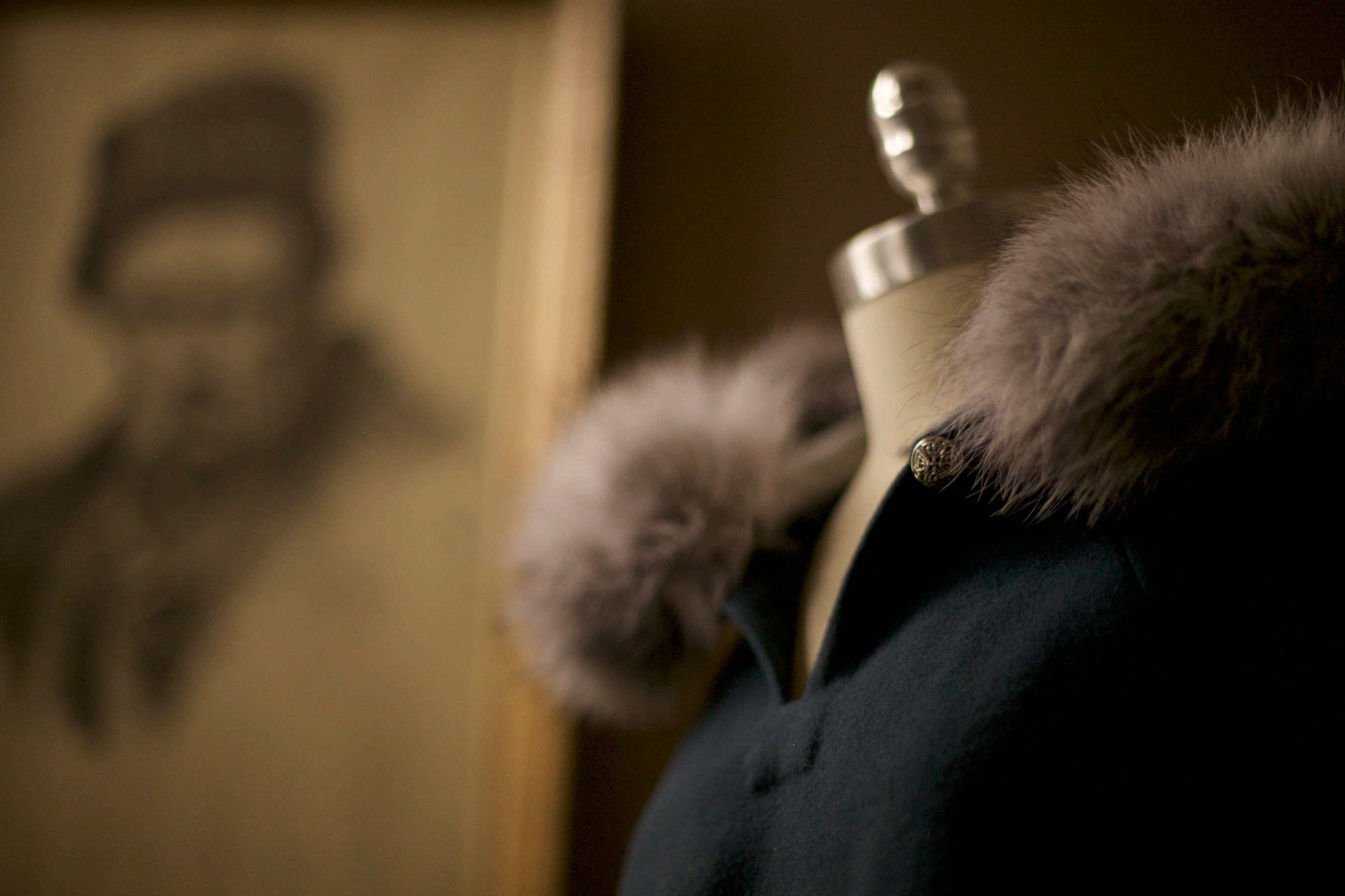 Wool Cape with Fur
